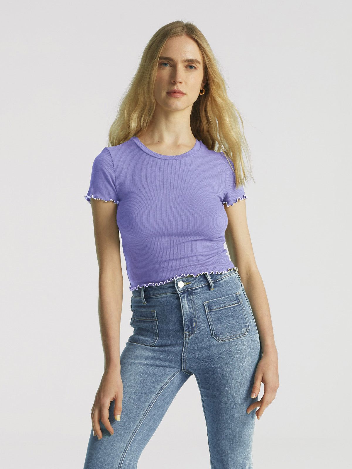 Plantive™ Lettuce-Edge Rib-Knit Short Sleeve sold by ogl move product image thumbnail 7