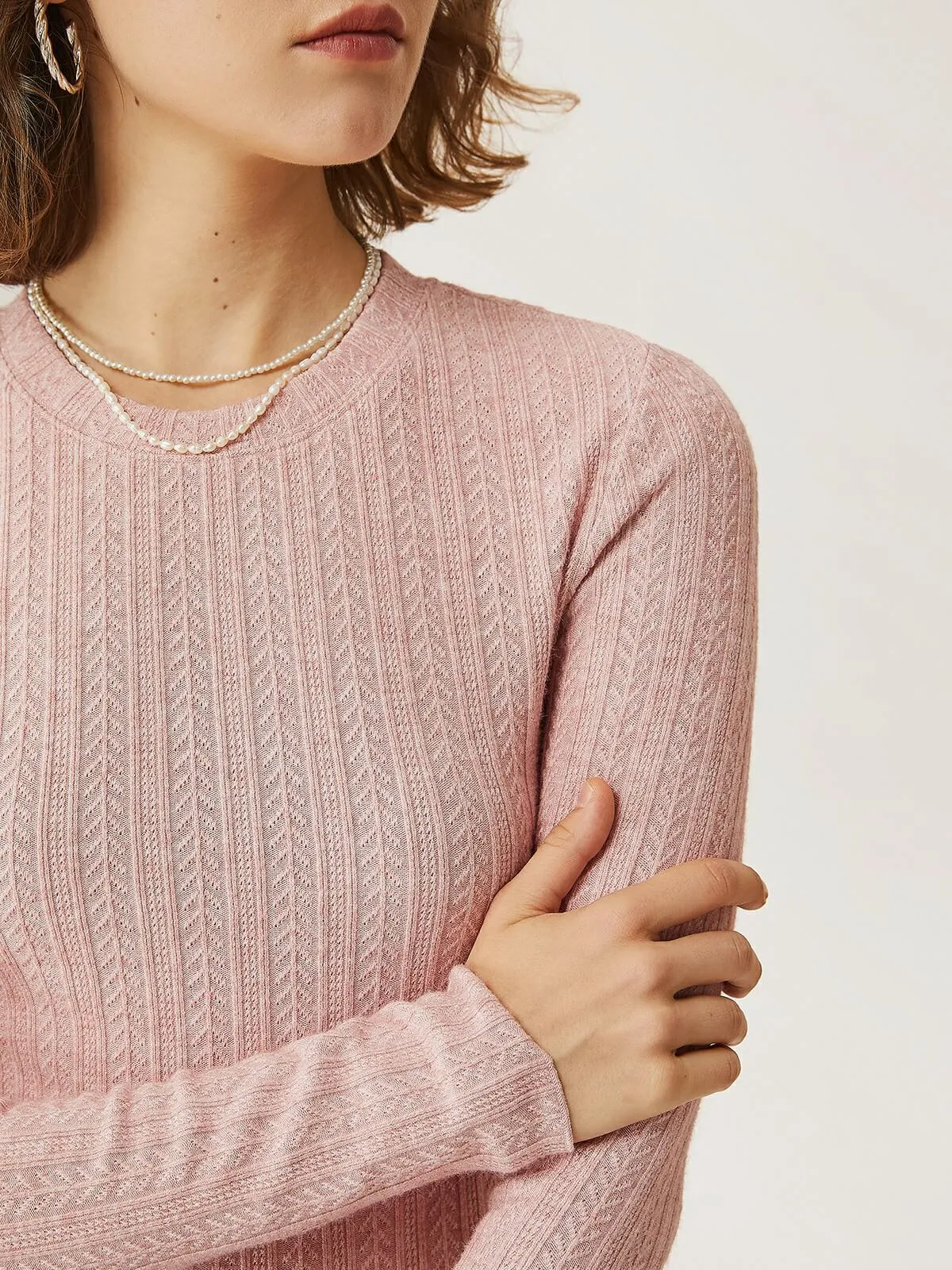 Pointelle Crewneck Top sold by ogl move product image thumbnail 5