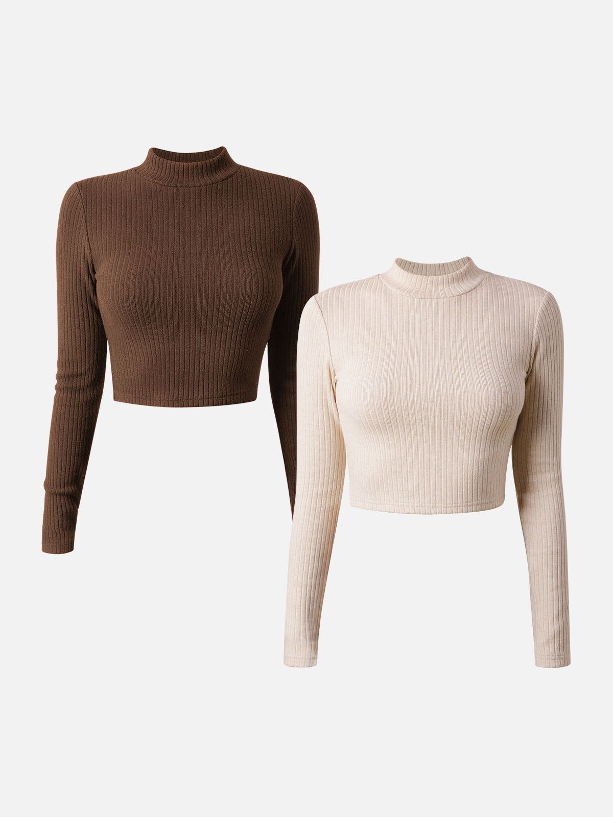 Cashmere-Like Thermal Mock Neck Crop Top -2Pcs Set sold by ogl move