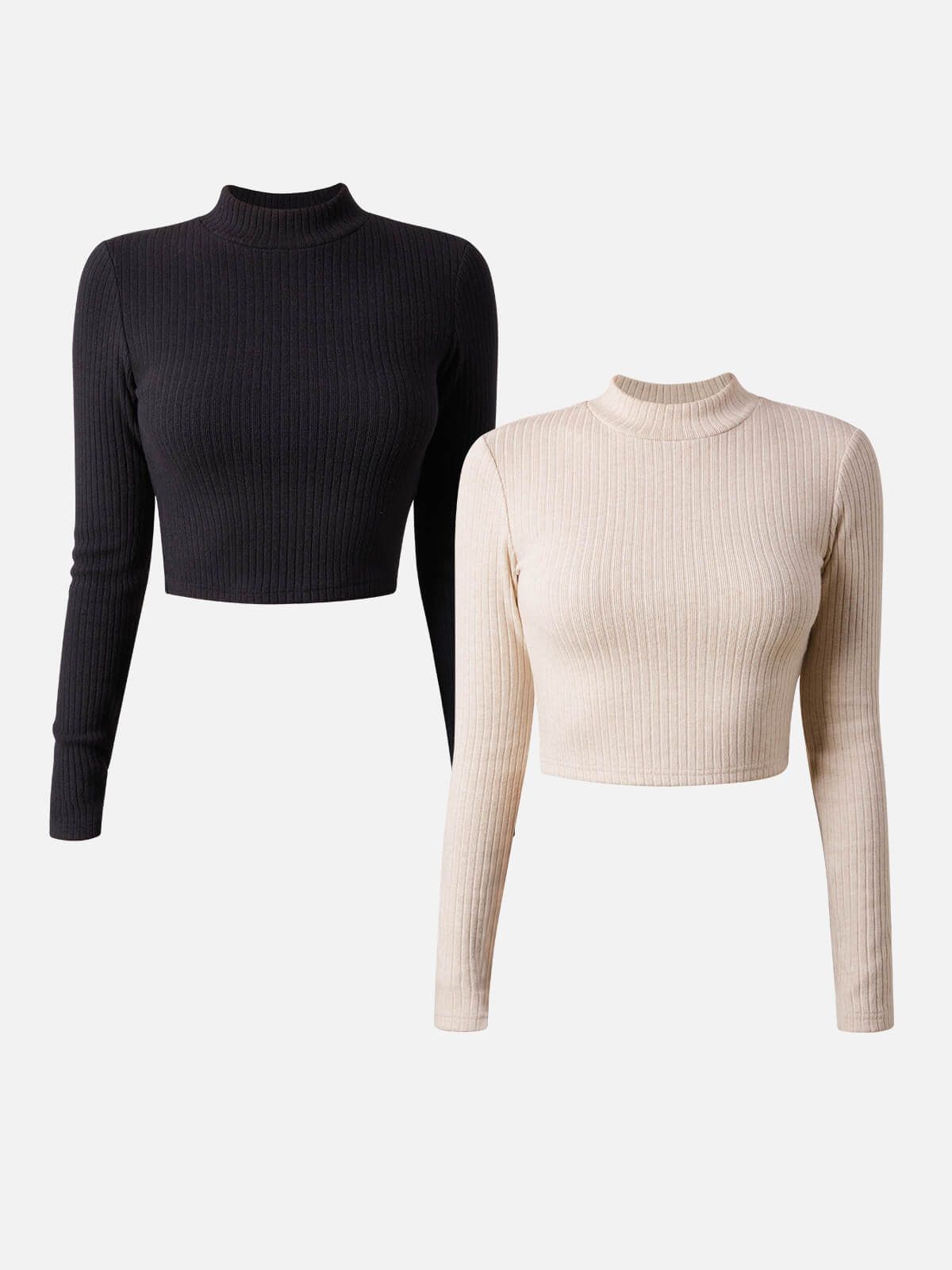Cashmere-Like Thermal Mock Neck Crop Top -2Pcs Set sold by ogl move product image thumbnail 6