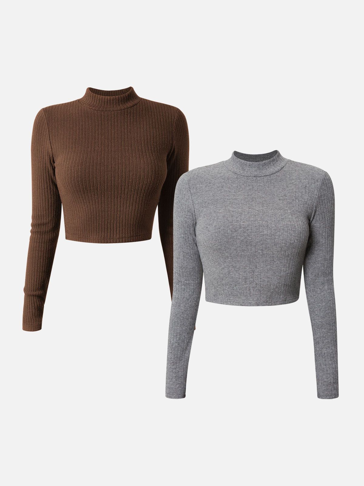 Cashmere-Like Thermal Mock Neck Crop Top -2Pcs Set sold by ogl move product image thumbnail 3