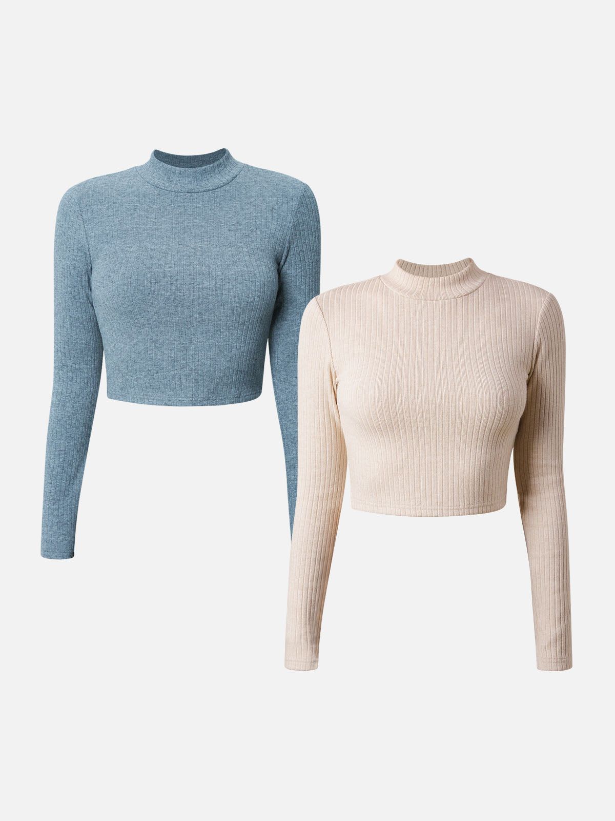 Cashmere-Like Thermal Mock Neck Crop Top -2Pcs Set sold by ogl move product image thumbnail 4
