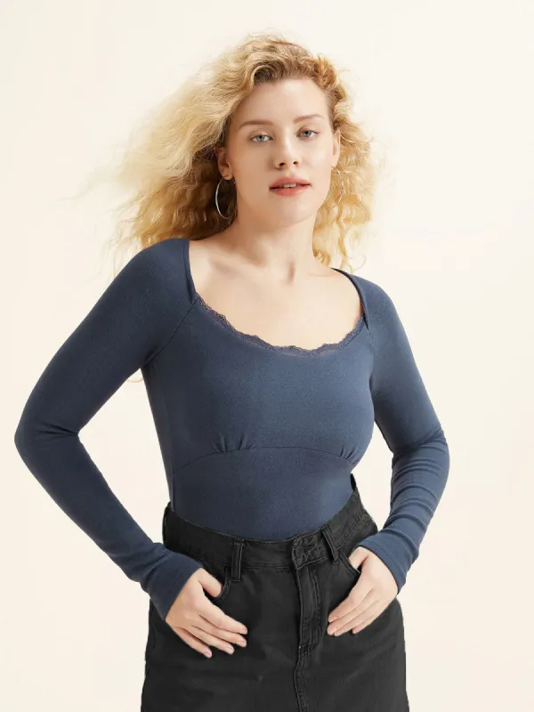 Eco-Mousse® Lace Trim Scoop Neck Top sold by ogl move