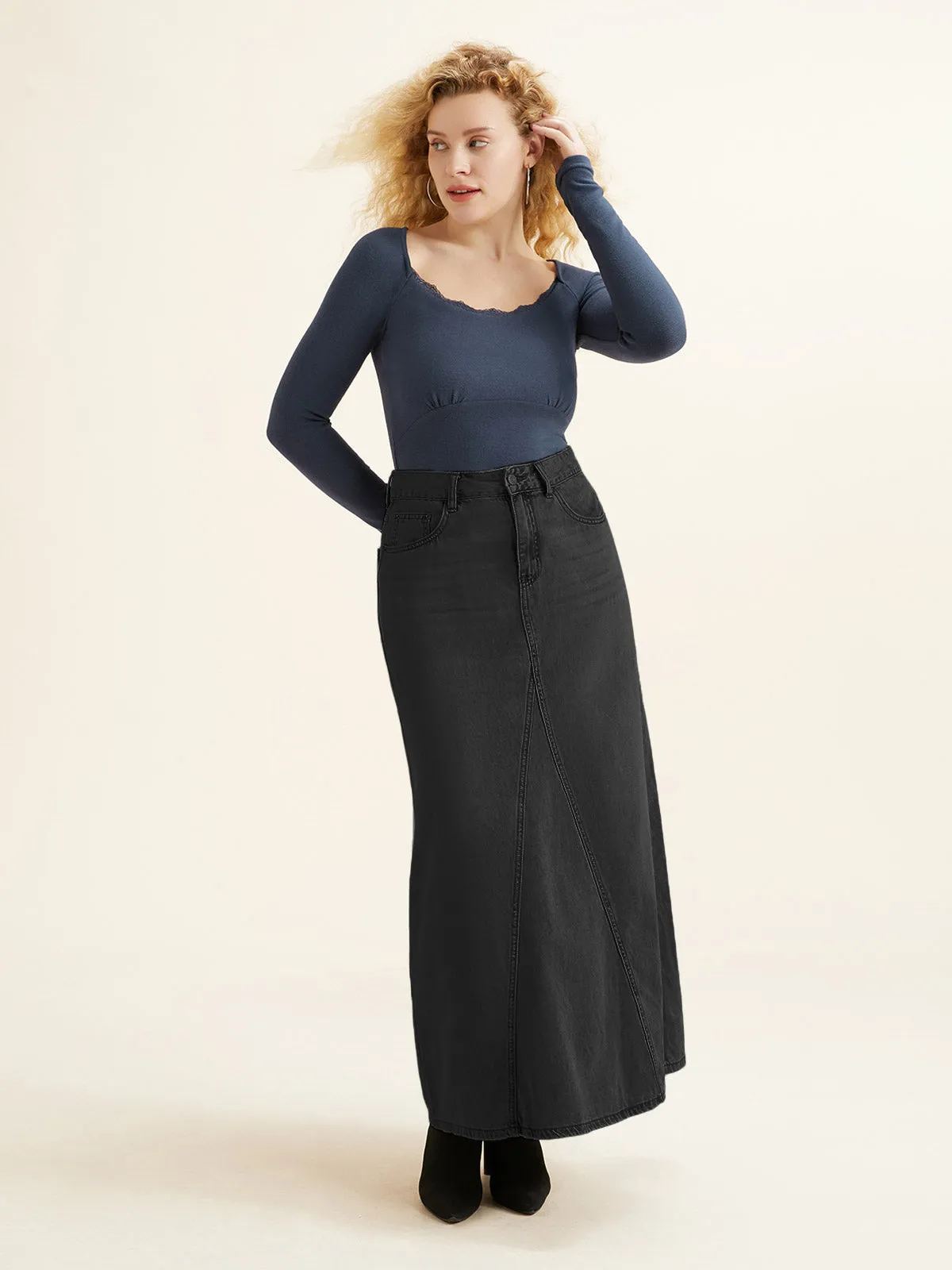 Eco-Mousse® Lace Trim Scoop Neck Top sold by ogl move product image thumbnail 2