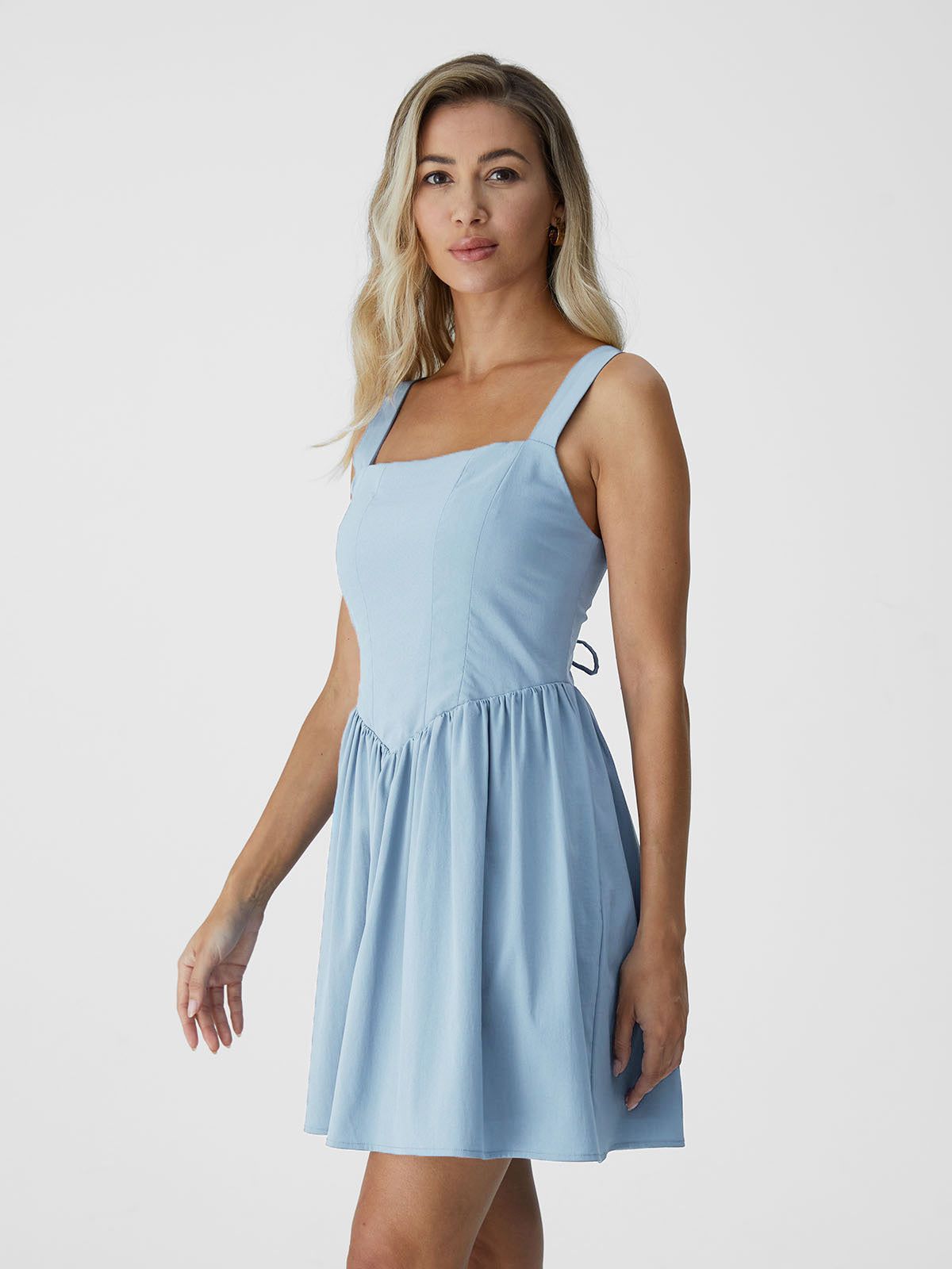 Corset-Inspired Lace-Up Back Mini Dress sold by ogl move product image thumbnail 5