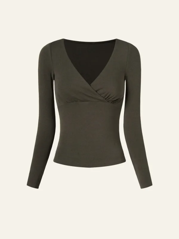 Eco-Mousse® Surplice Neck Longsleeve Top sold by ogl move