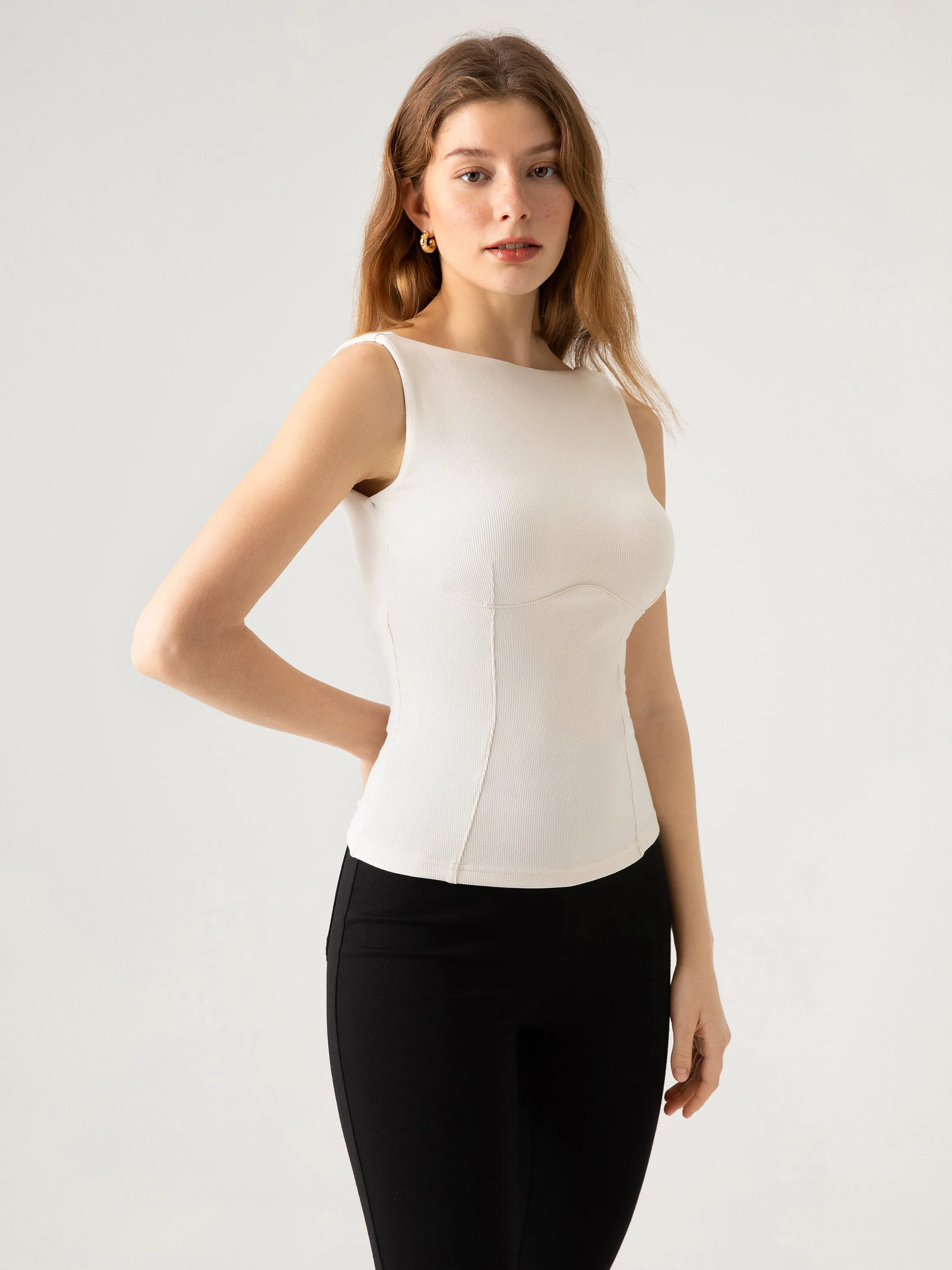 Bustier Boatneck Open-Back Brami Tank sold by ogl move product image thumbnail 4