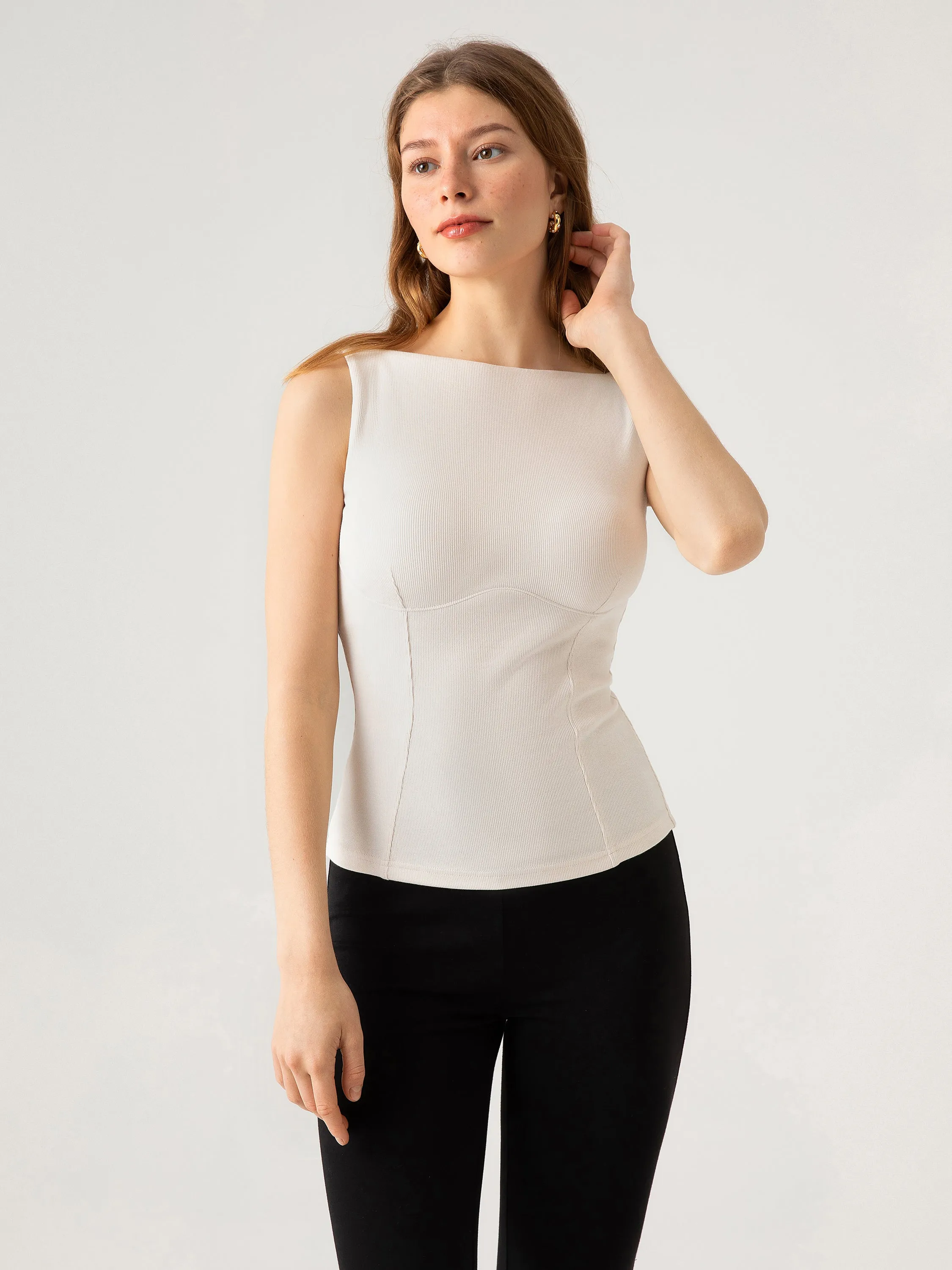 Bustier Boatneck Open-Back Brami Tank sold by ogl move product image thumbnail 3