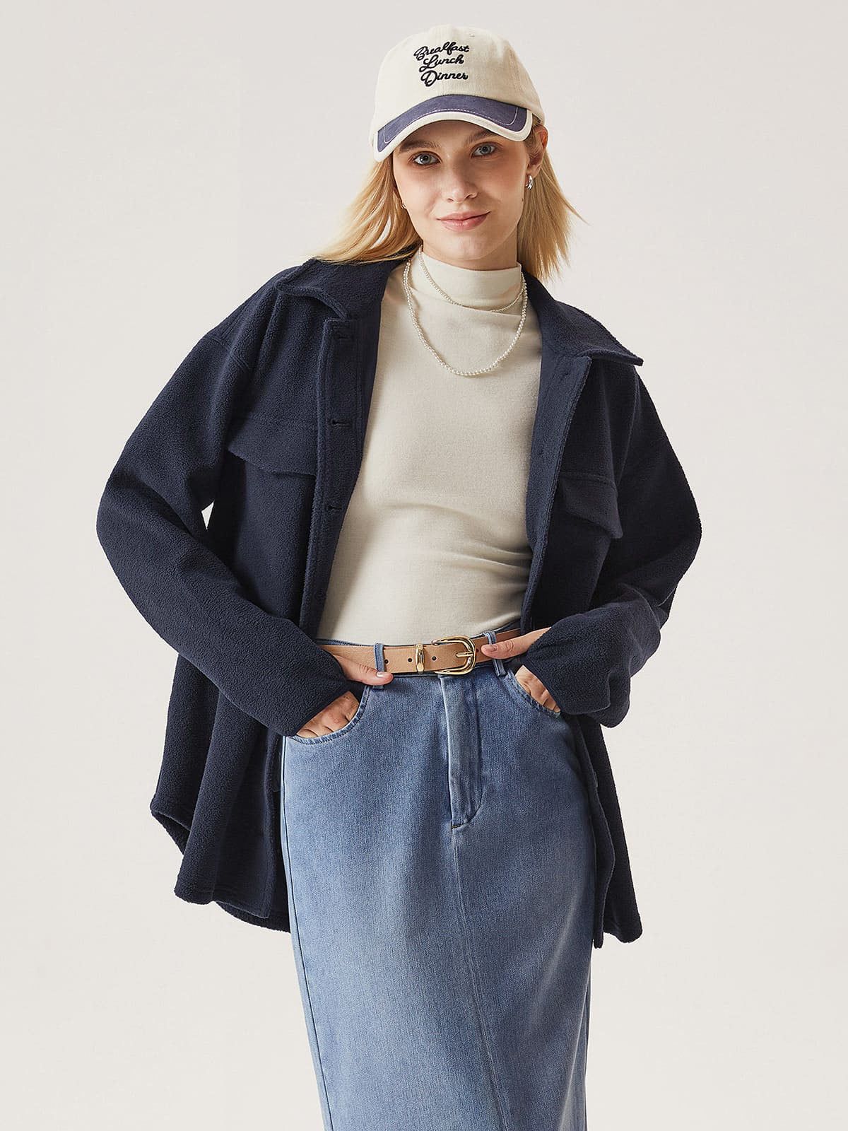 Polar Fleece Button-Up Shacket sold by ogl move