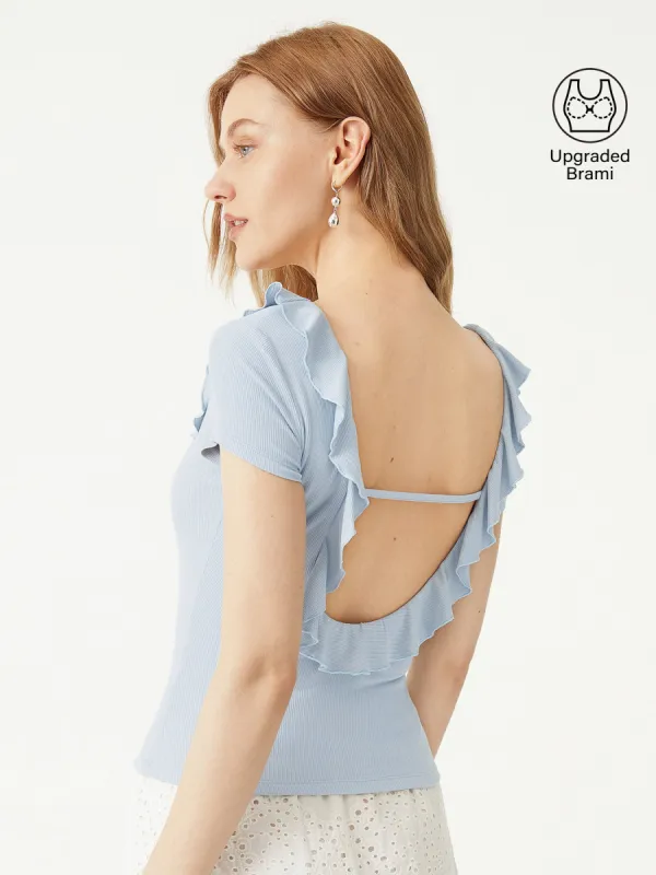 Eco-SkinKiss® Ruffle Open-Back Brami Top sold by ogl move