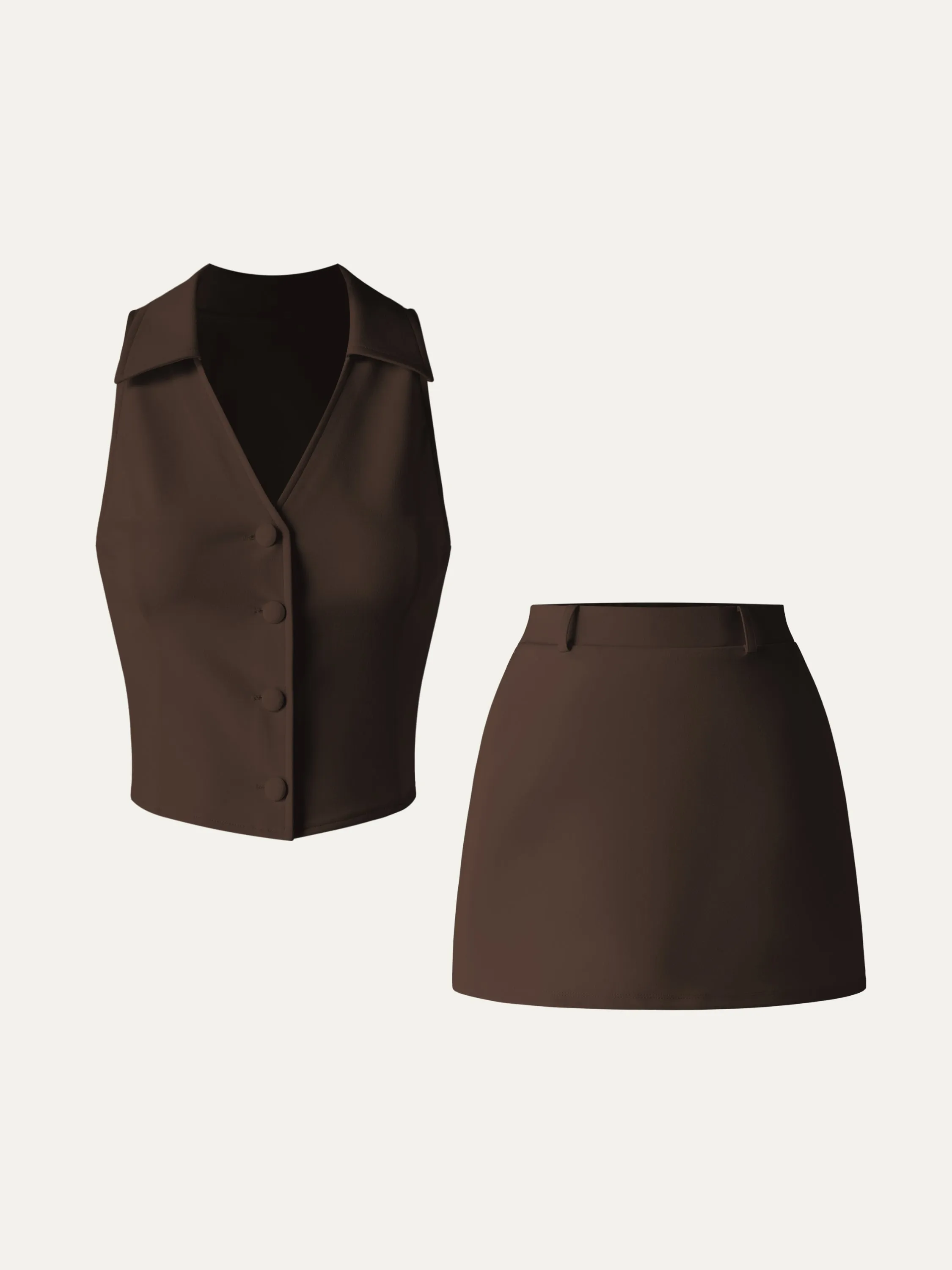 Chic Ponte V-neck Vest & Elastic Waistband Mini Skort 2 Pcs Set sold by ogl move product image thumbnail 5