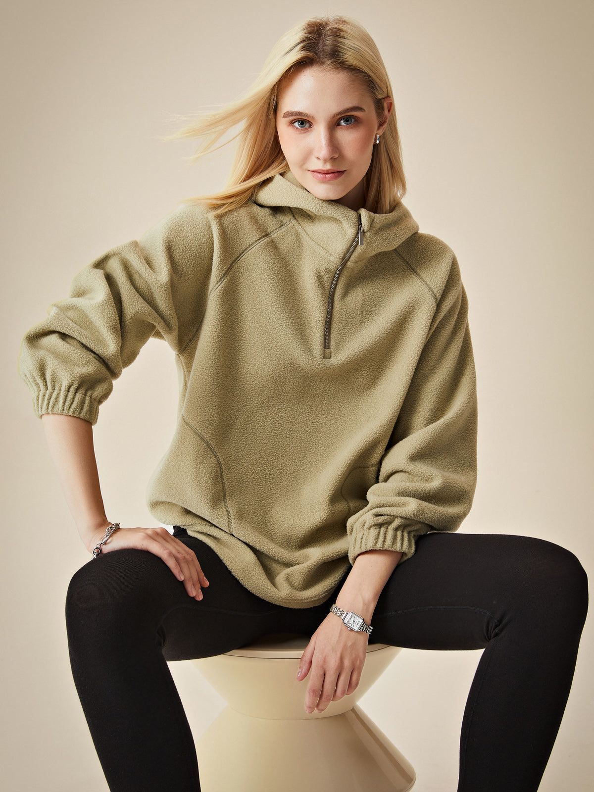 Polar Fleece Half-Zip Hooded Sweatshirt sold by ogl move