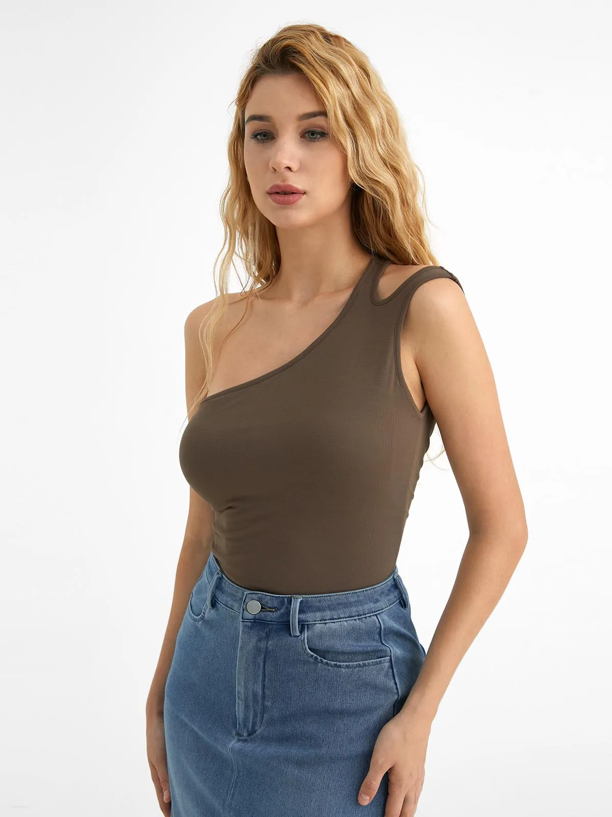 Eco-SkinKiss® One-Shoulder Cutout Back Brami Tank sold by ogl move product image thumbnail 5