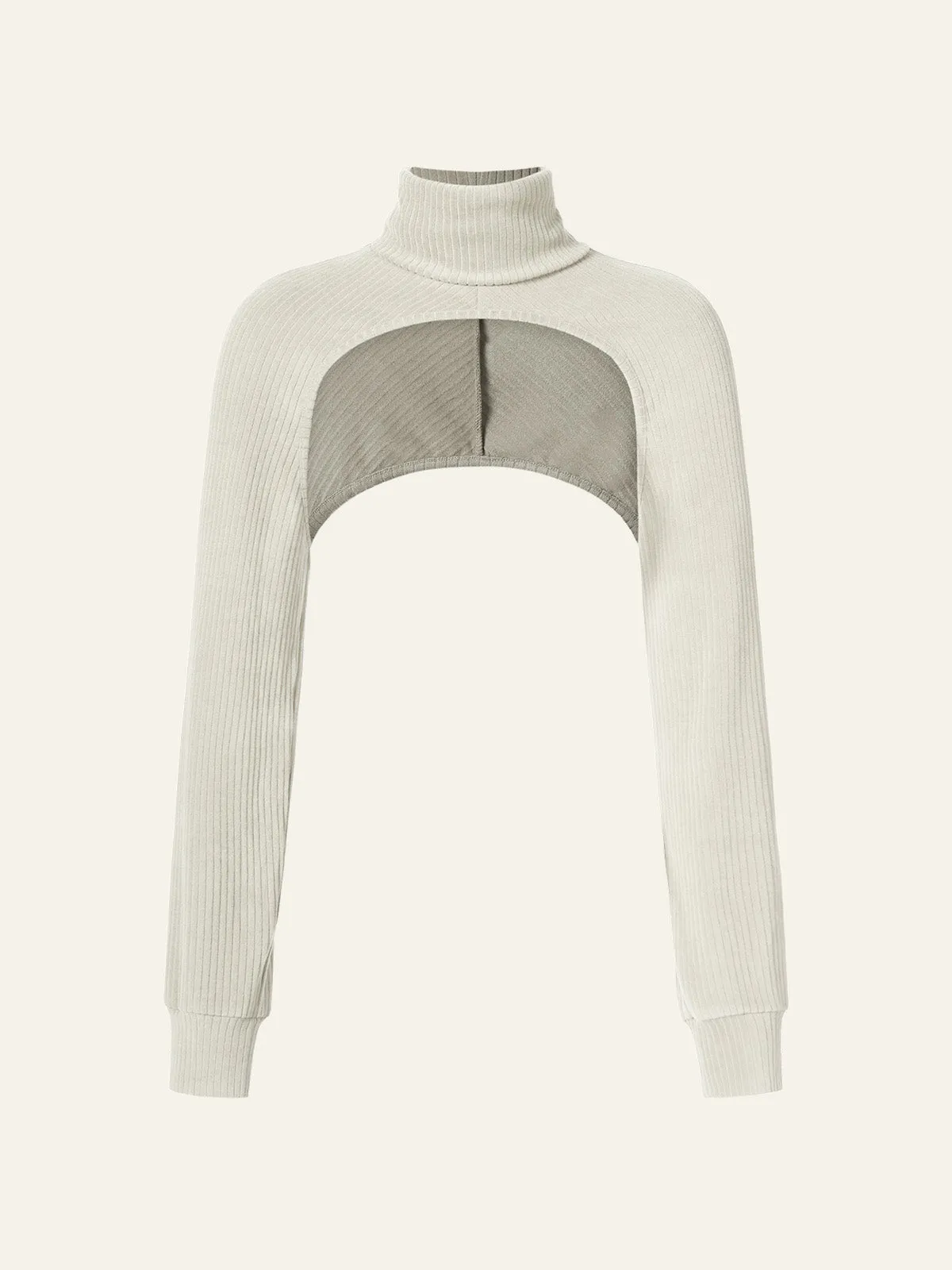 Velvety Touch Ribbed Turtleneck Balloon Sleeve Shrug sold by ogl move product image thumbnail 2