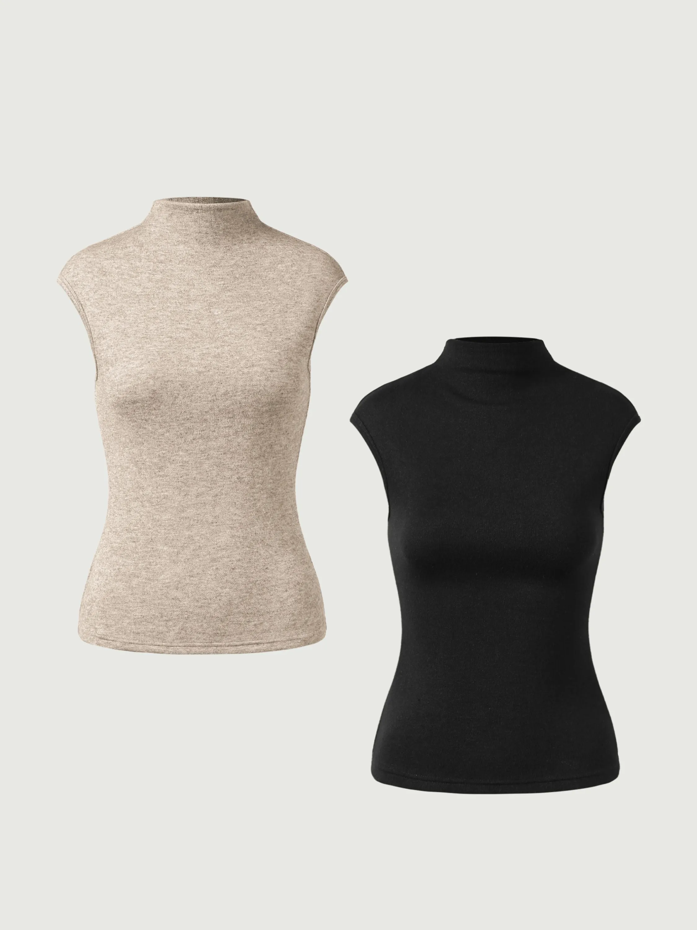 Cashsoft Mockneck Cap Sleeve Tank 2Pcs Set sold by ogl move