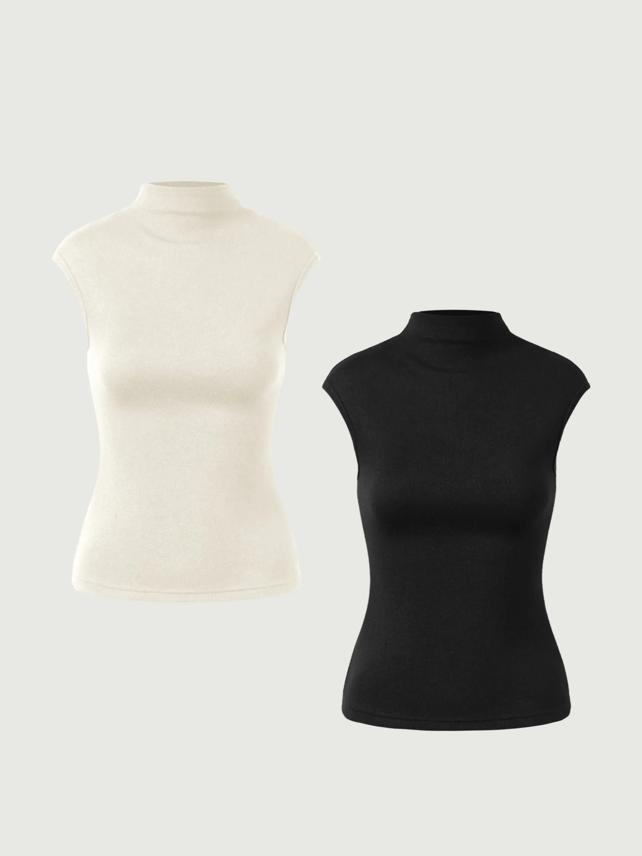 Cashsoft Mockneck Cap Sleeve Tank 2Pcs Set sold by ogl move product image thumbnail 2