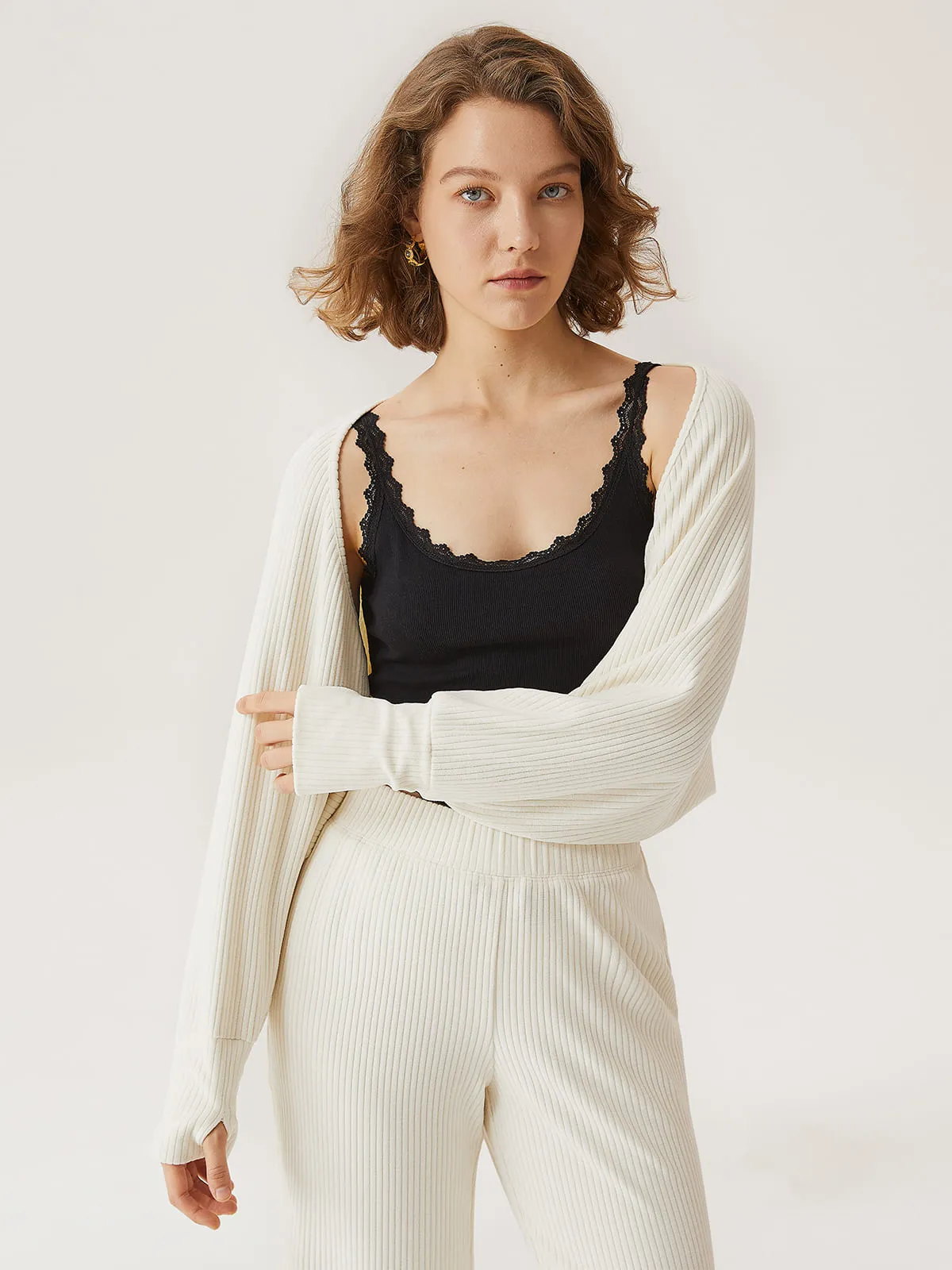 Wide Rib Cozy Shrug sold by ogl move