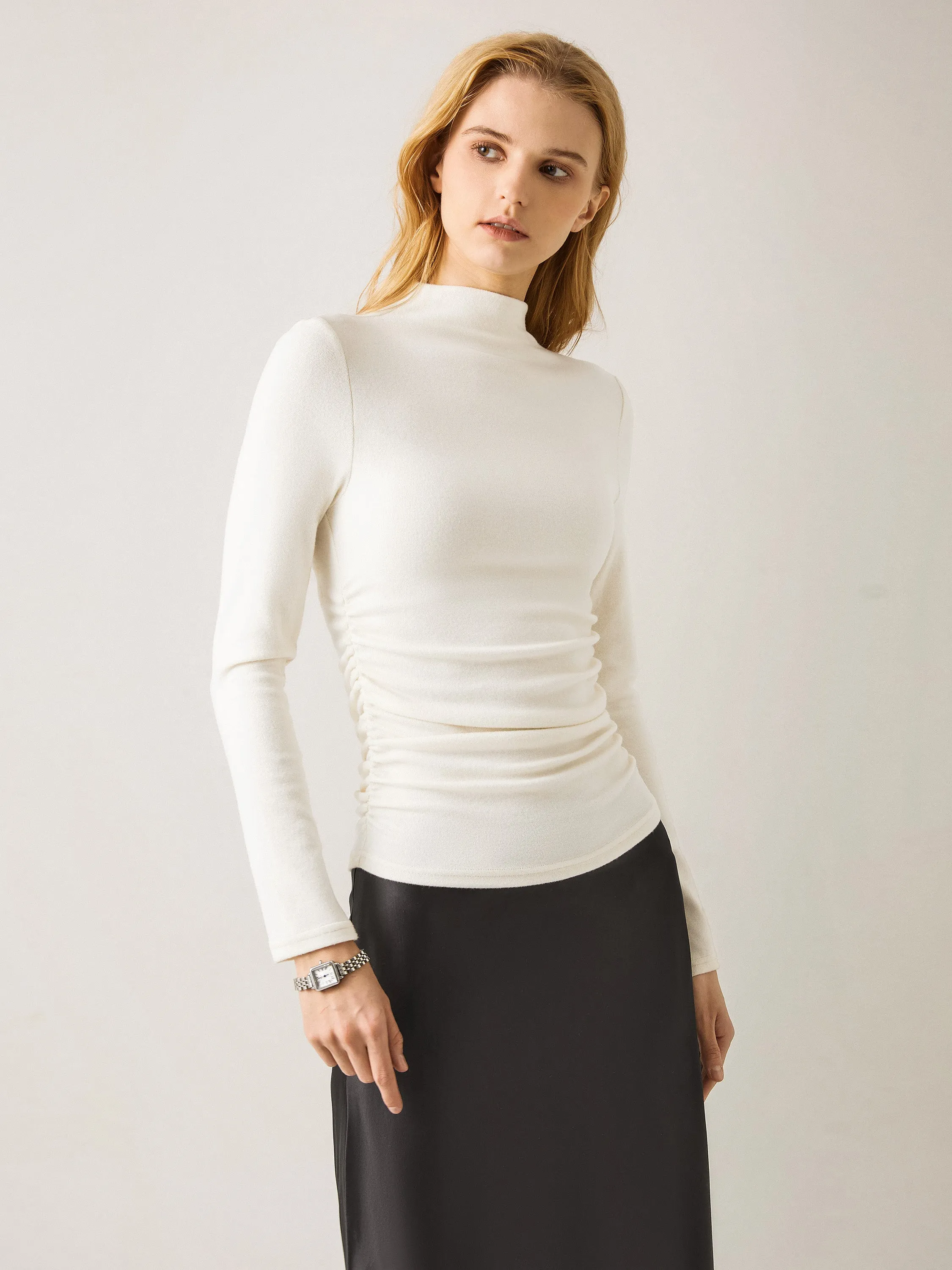 Thermal Ruched Sides Tuckable Mockneck Top sold by OGLmove product image thumbnail 5