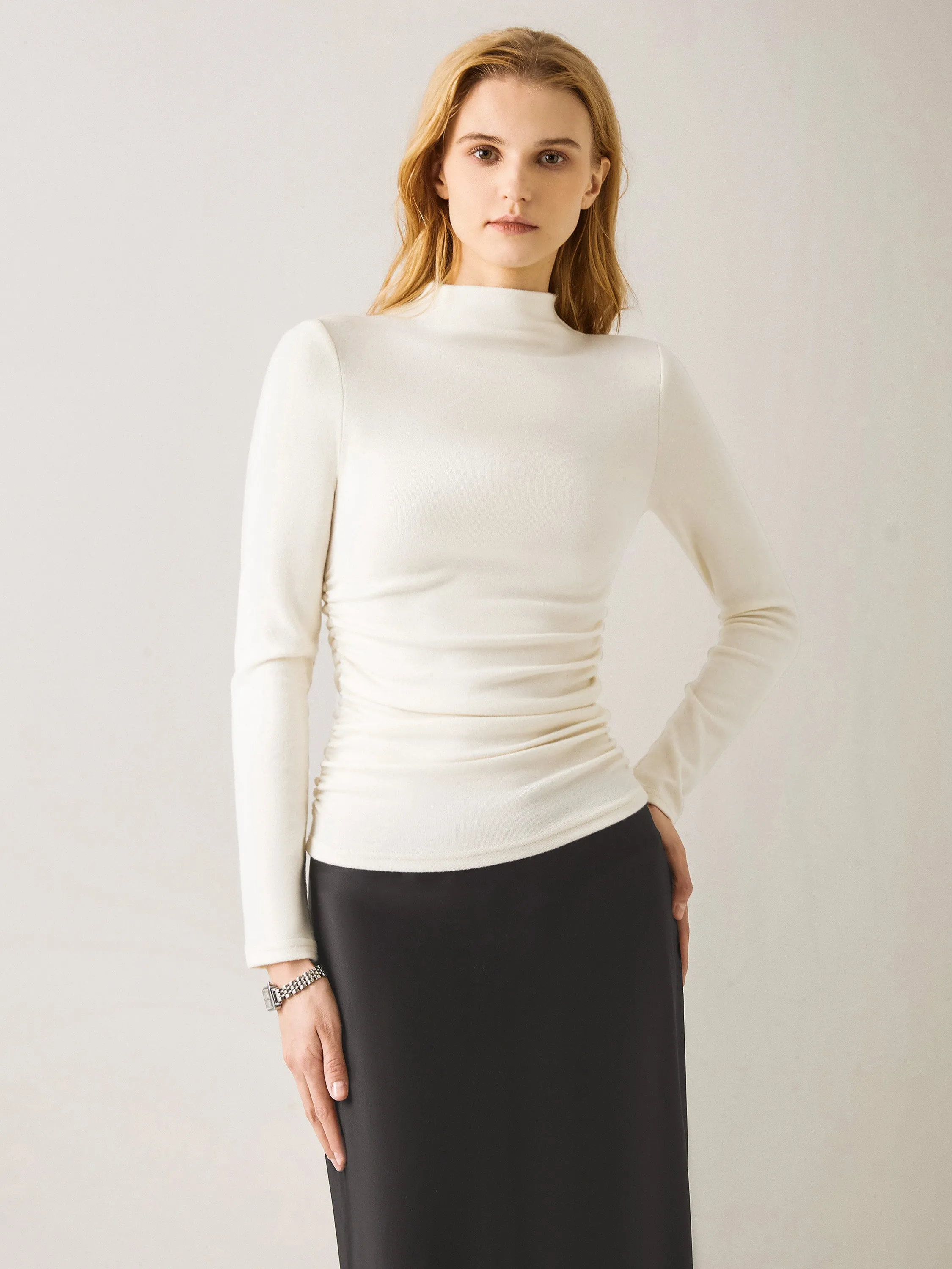 Thermal Ruched Sides Tuckable Mockneck Top sold by OGLmove