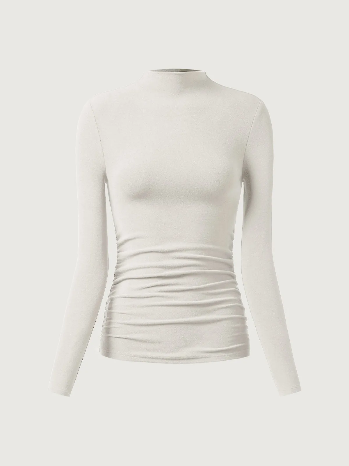 Thermal Ruched Sides Tuckable Mockneck Top sold by OGLmove product image thumbnail 2