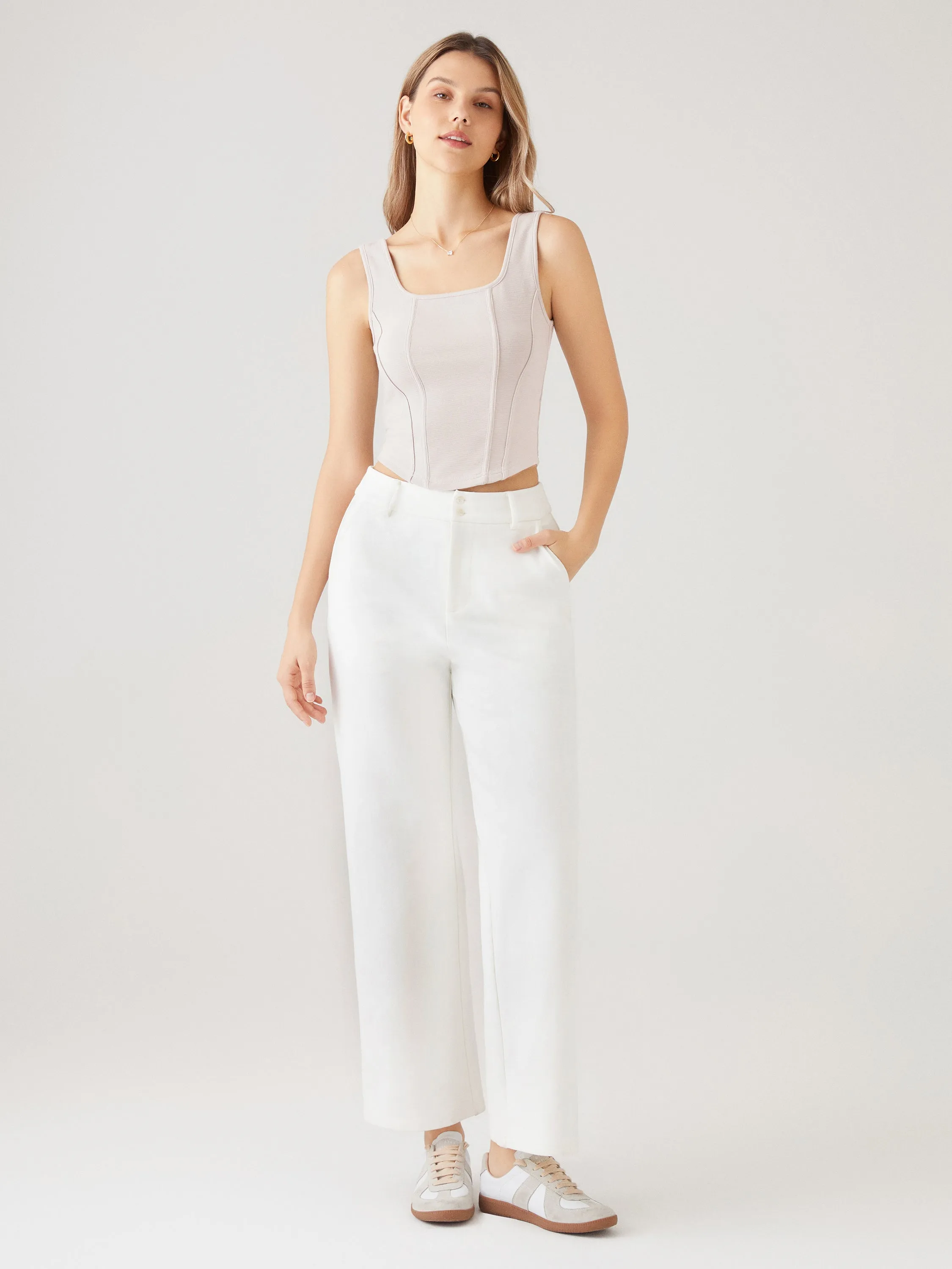 Squareneck Corset Seaming Cropped Tank Top sold by ogl move product image thumbnail 3