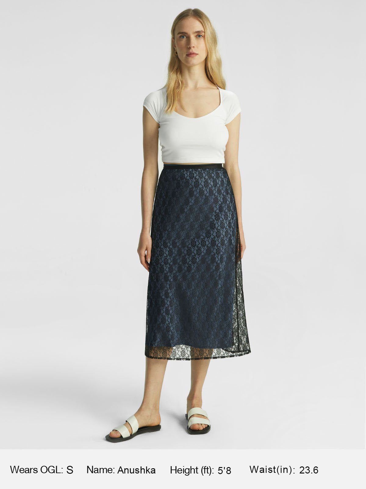Silk-Like 2-In-1 Lacey Satin Midi Skirt sold by ogl move product image thumbnail 3