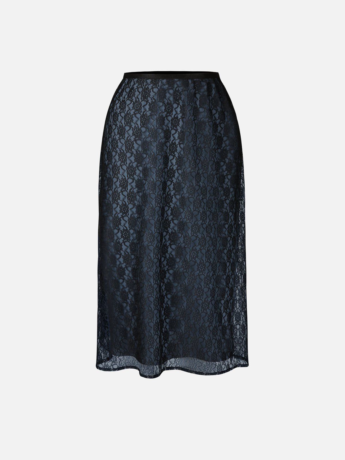 Silk-Like 2-In-1 Lacey Satin Midi Skirt sold by ogl move product image thumbnail 2