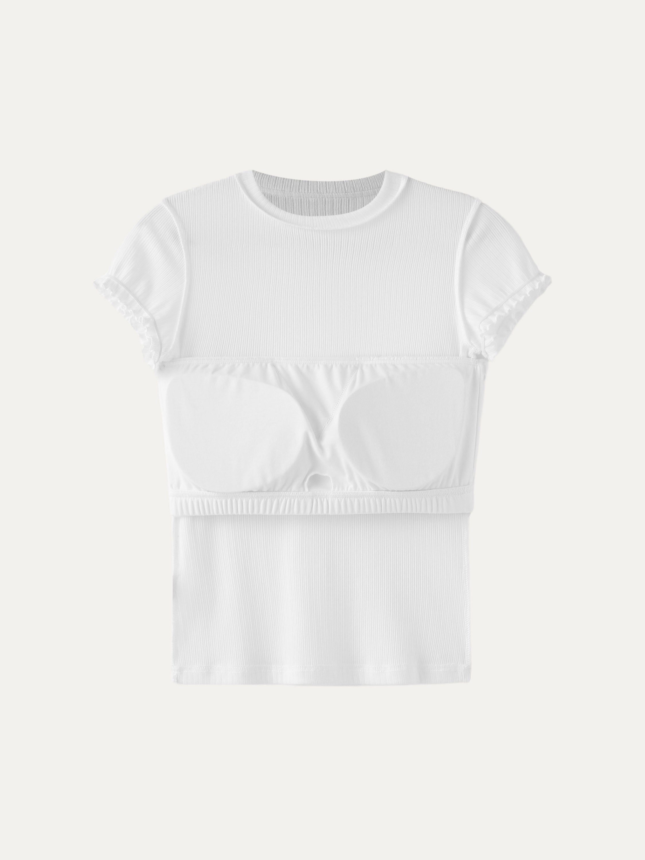 Lace Rib 2-In-1 Puff Sleeve Top sold by ogl move product image thumbnail 2