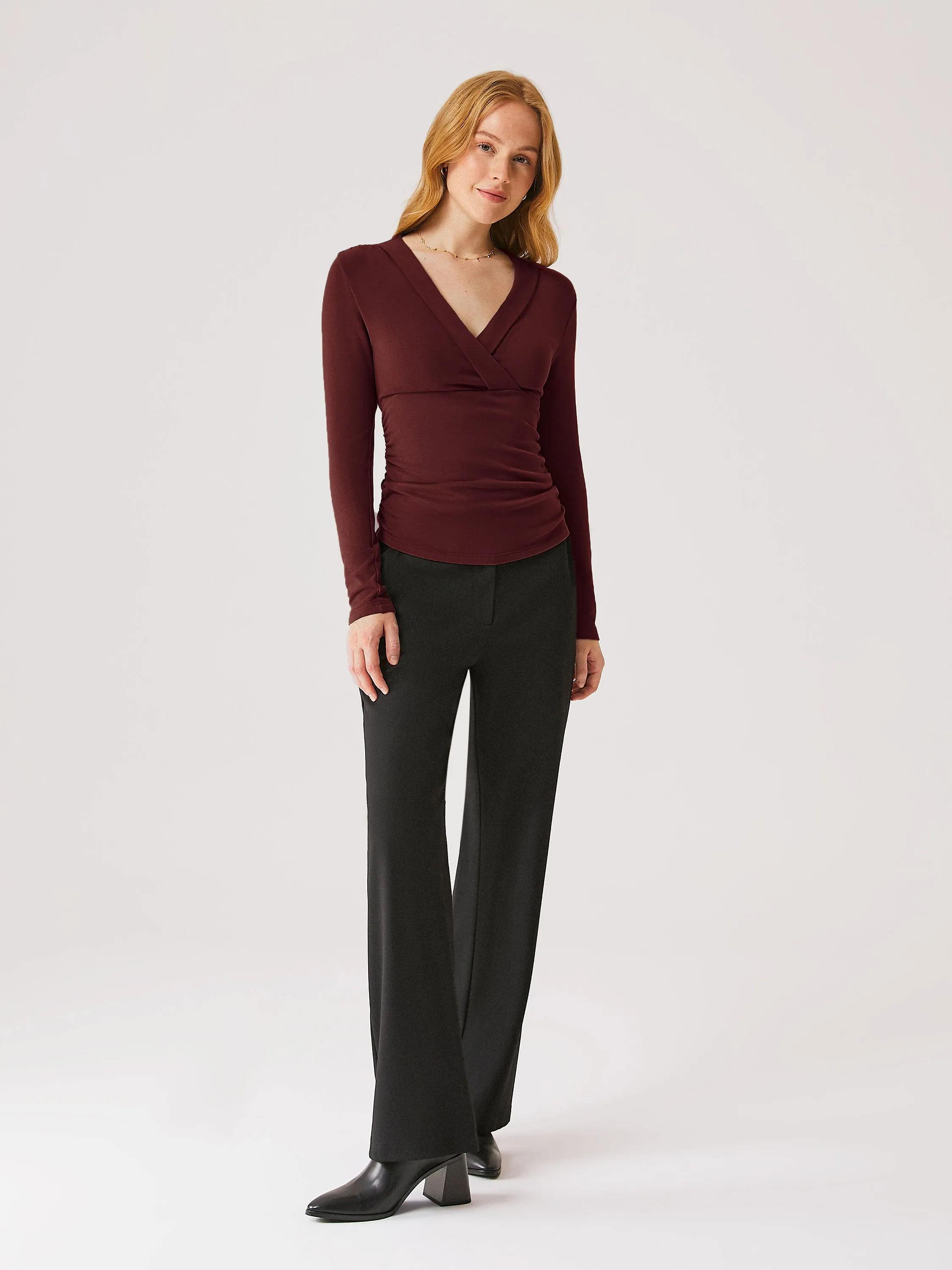 Ruched Sides Surplice Top sold by ogl move product image thumbnail 3