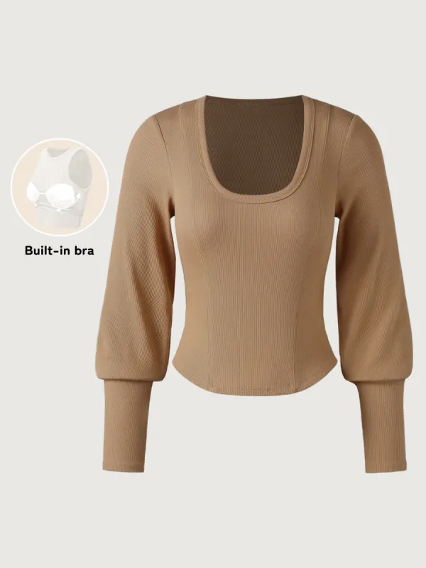 Plantive™ U-Neck Balloon Sleeve Brami Top sold by ogl move