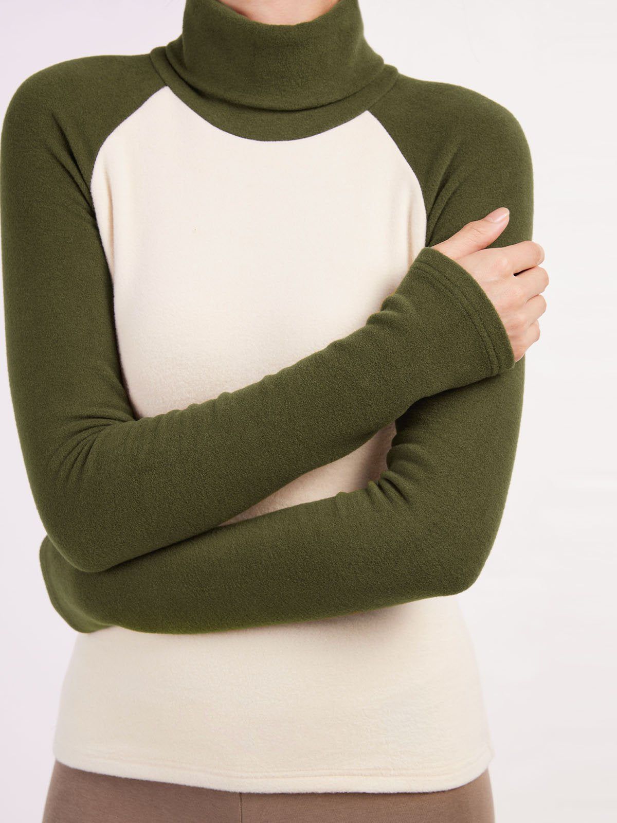 Eco-Mousse® Colorblock Raglan Sleeve Turtleneck Top sold by ogl move product image thumbnail 2