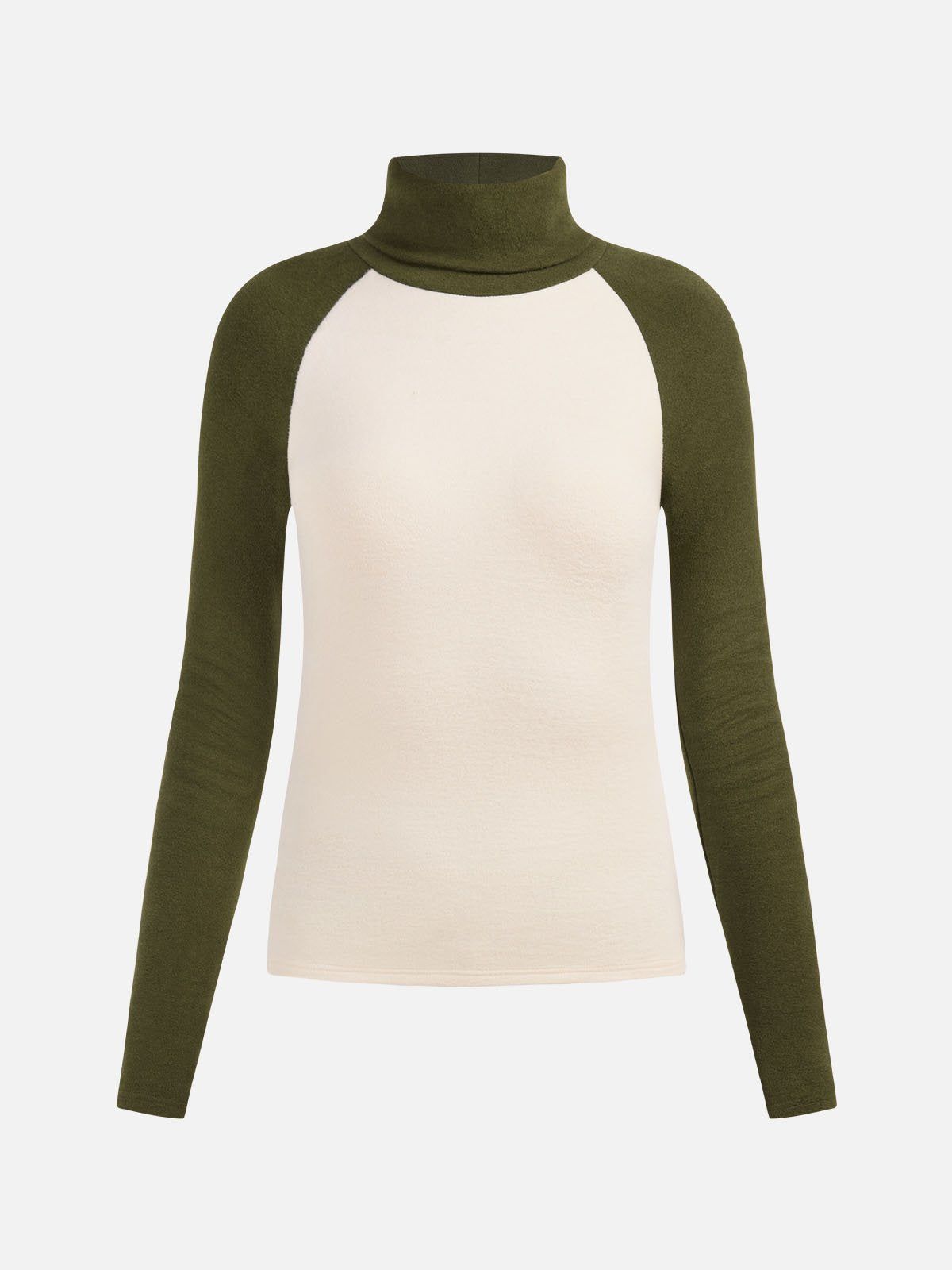 Eco-Mousse® Colorblock Raglan Sleeve Turtleneck Top sold by ogl move