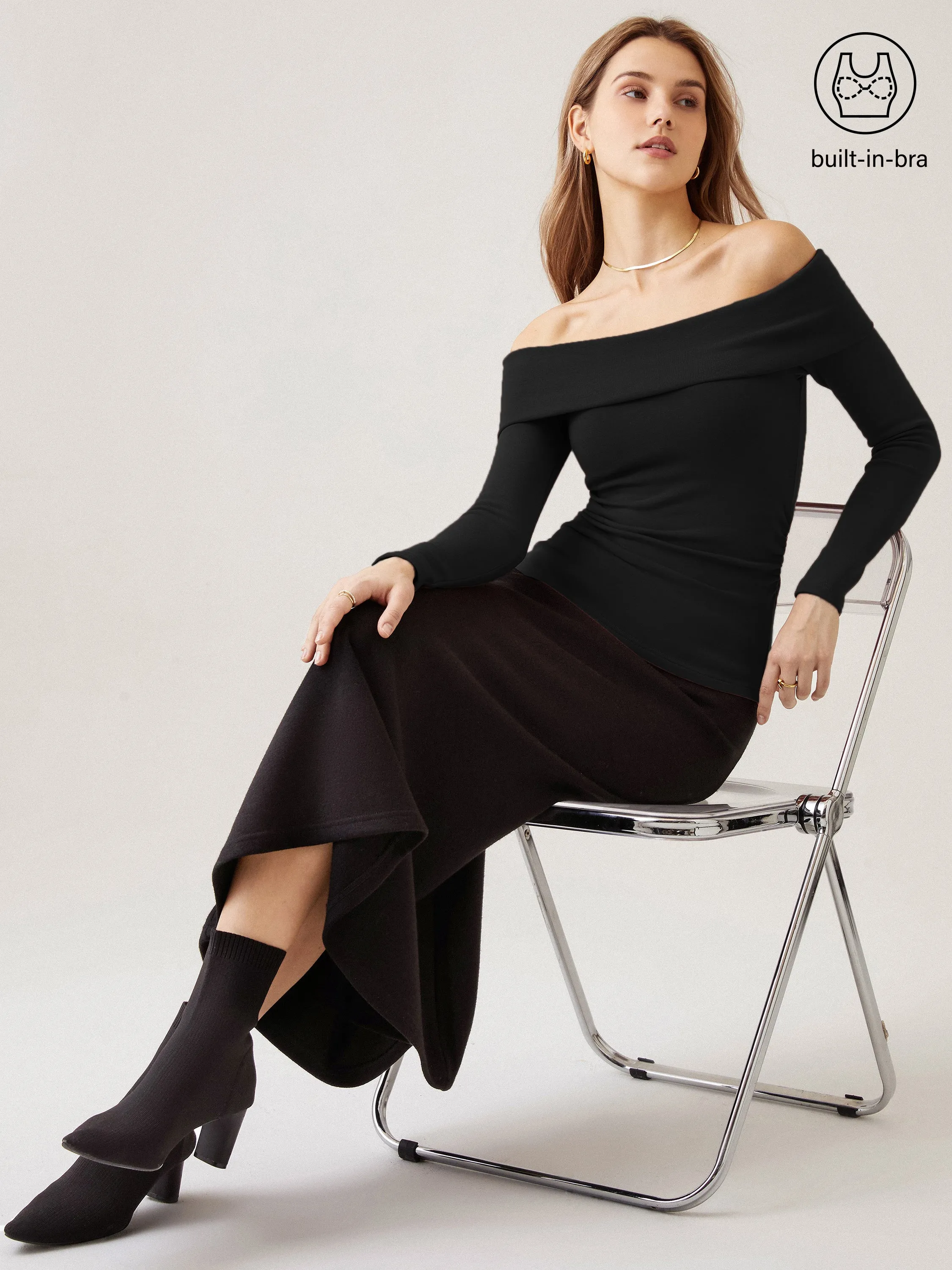 Long Sleeve Off The Shoulder Brami Top sold by OGLmove product image thumbnail 5