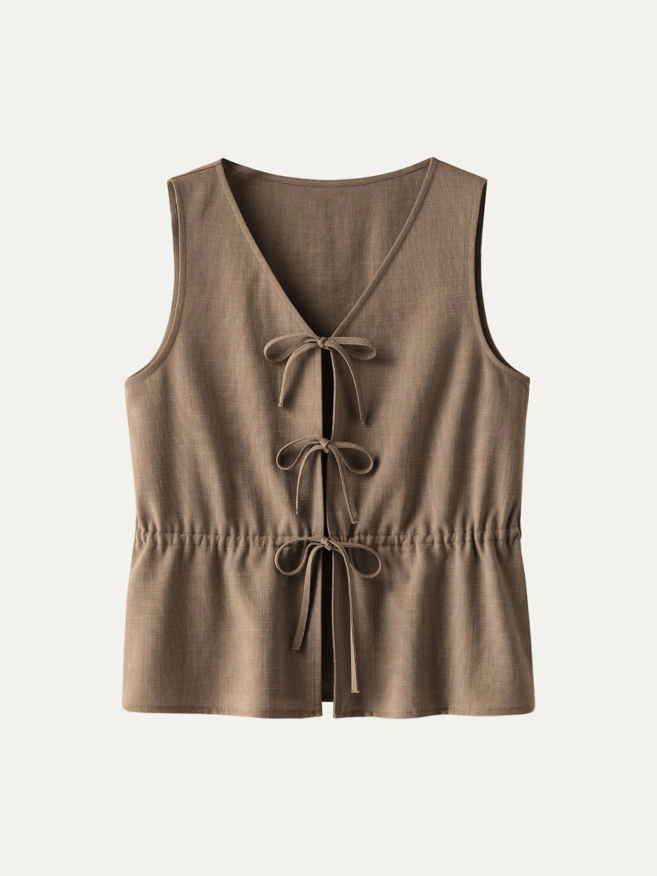 Texture Linen Blend Tie Vest sold by ogl move product image thumbnail 2