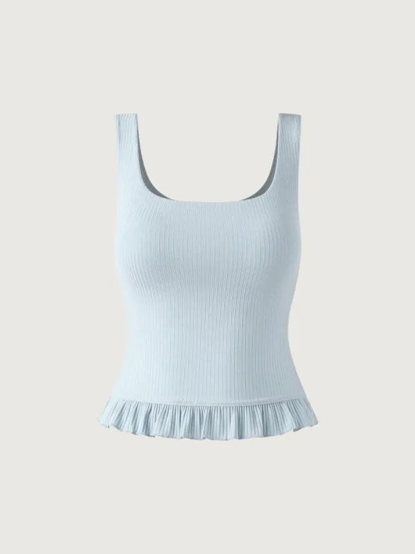 Cool Rib Ruffle Hem Brami Tank sold by ogl move