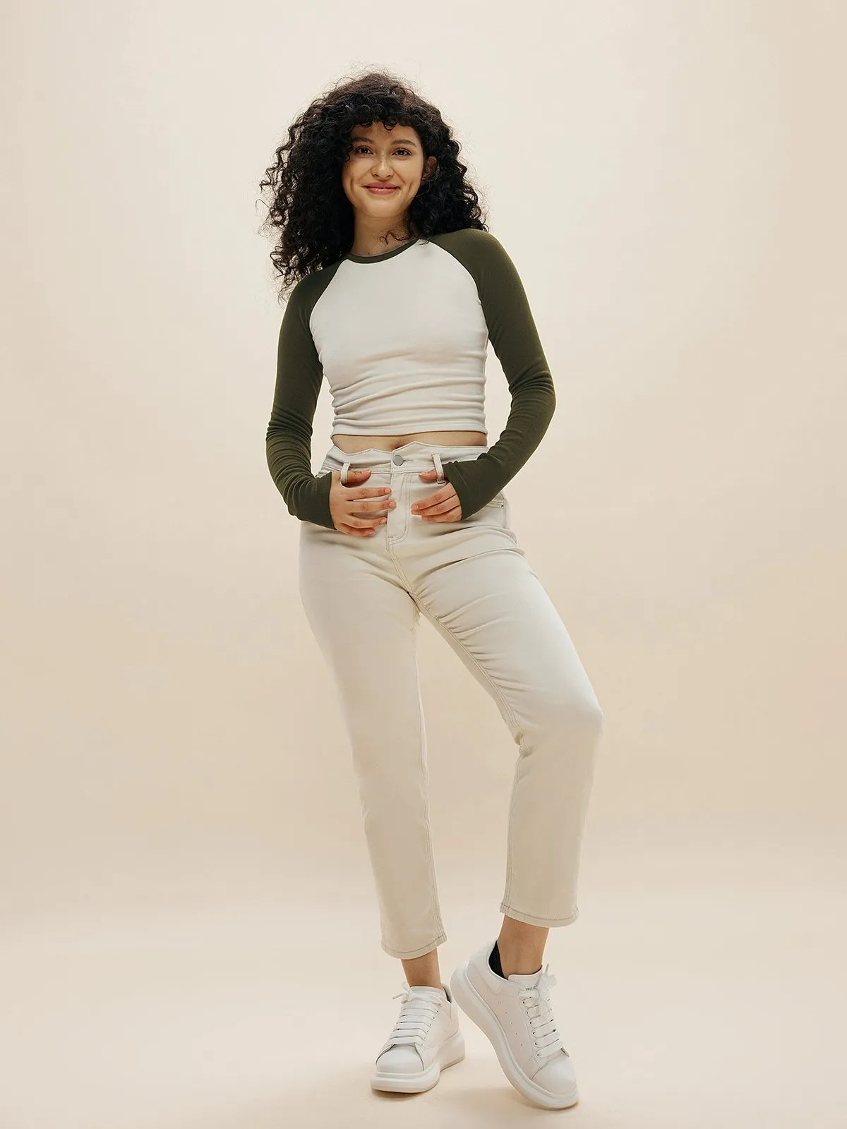 Eco-Mousse® Thermal Raglan Contrast Sleeve Top sold by ogl move product image thumbnail 3