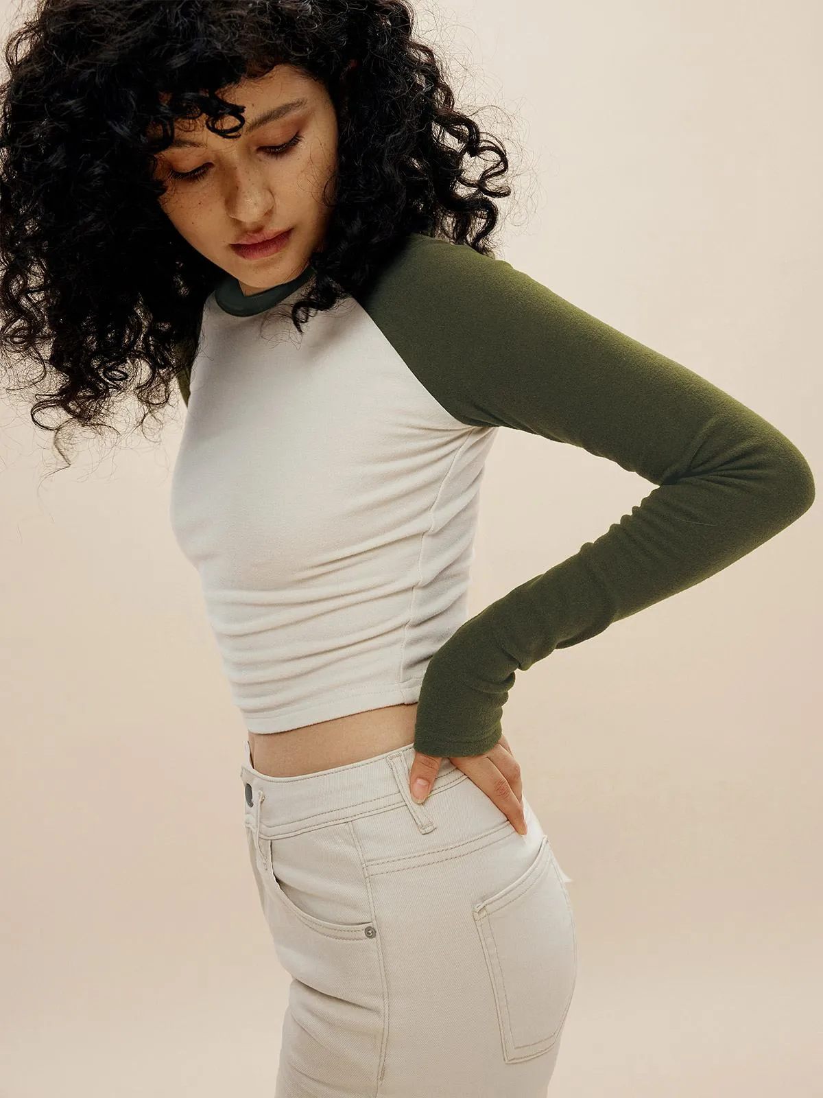 Eco-Mousse® Thermal Raglan Contrast Sleeve Top sold by ogl move product image thumbnail 4