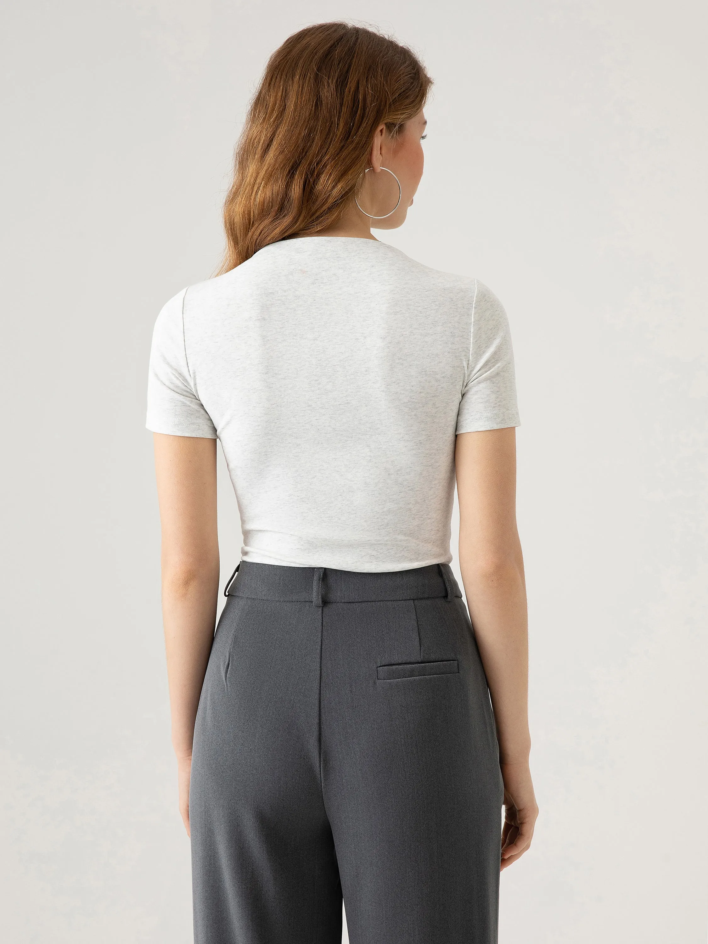 Cotton Fine-Rib Fitted Boatneck T-Shirt sold by ogl move product image thumbnail 4