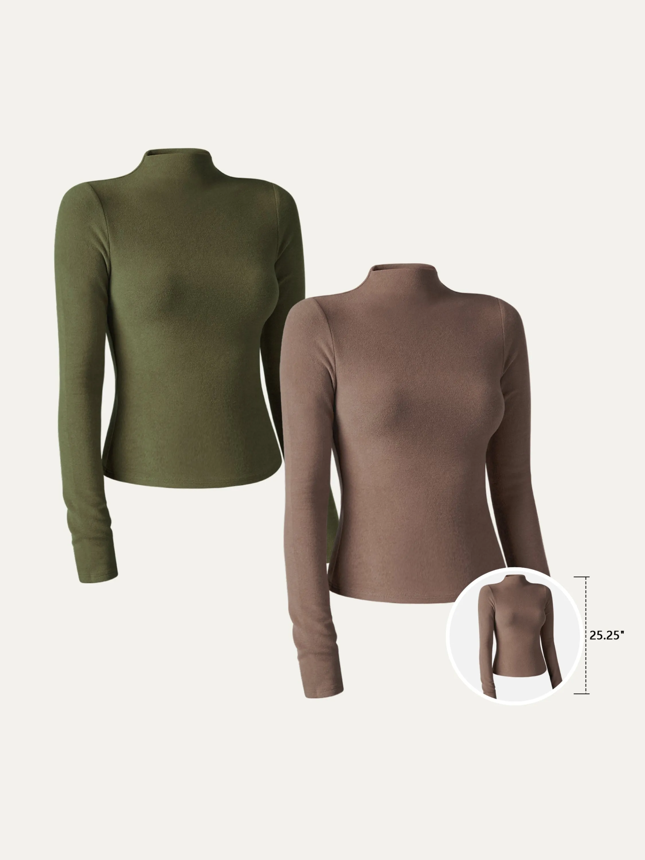 2Pcs Set Brushed Mock Neck Top-Hip Length sold by ogl move product image thumbnail 4