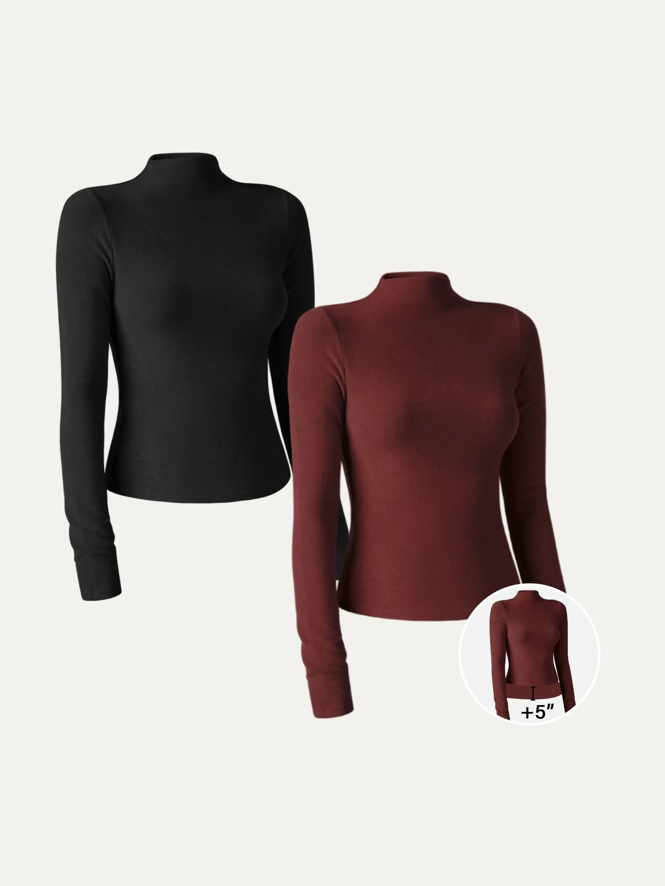 2Pcs Set Brushed Mock Neck Top-Hip Length sold by ogl move product image thumbnail 5