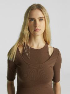 Mid-Length Sleeve Cutout Shoulder Mini Dress sold by ogl move
