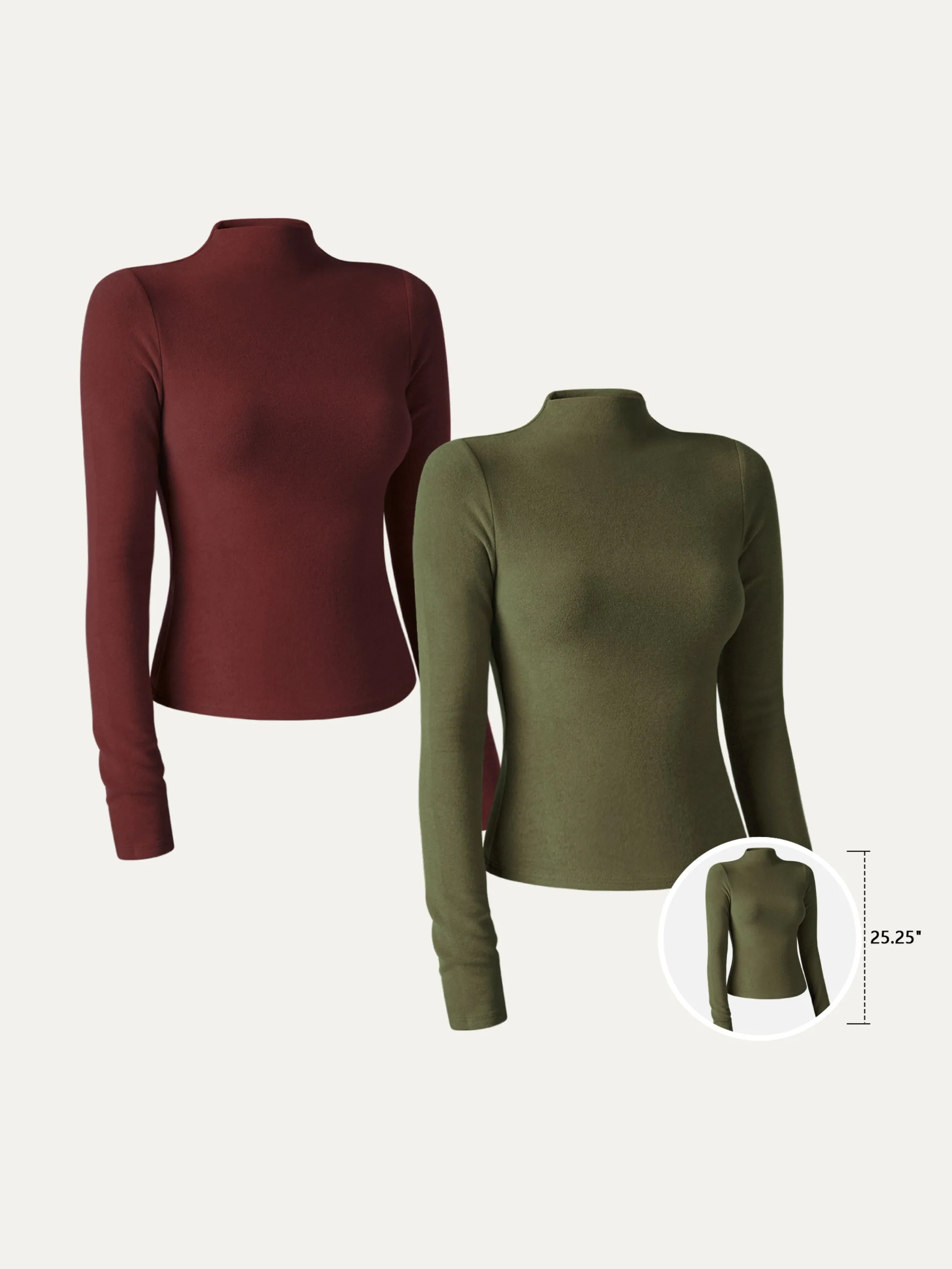 2Pcs Set Brushed Mock Neck Top-Hip Length sold by ogl move product image thumbnail 3