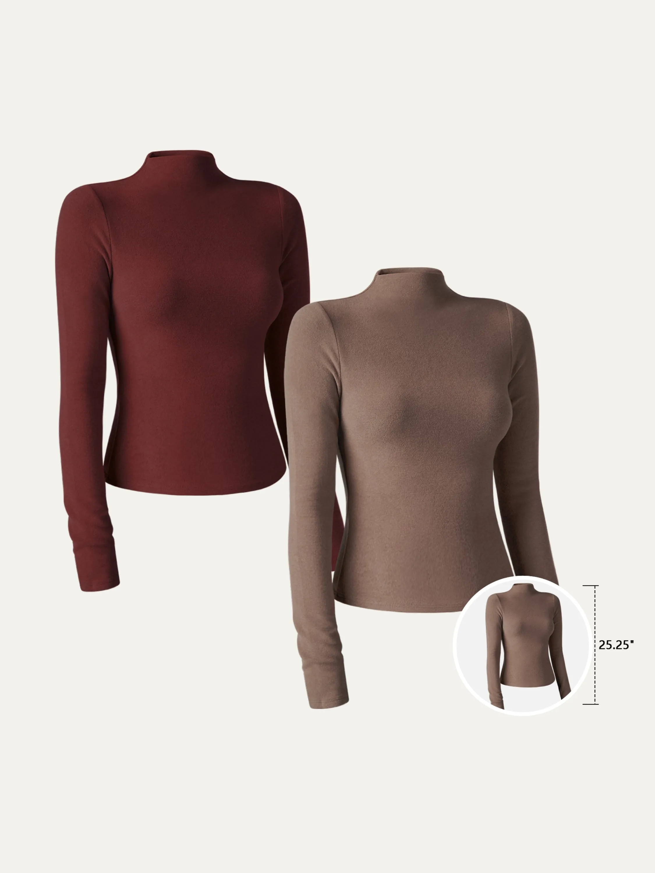 2Pcs Set Brushed Mock Neck Top-Hip Length sold by ogl move product image thumbnail 2