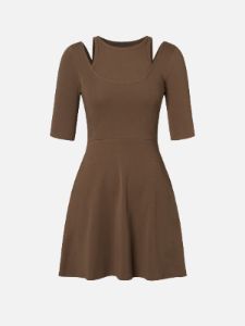 Mid-Length Sleeve Cutout Shoulder Mini Dress sold by ogl move