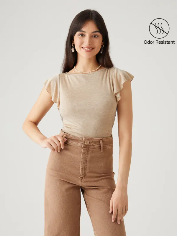 Wool Boatneck Ruffle Sleeve Tee sold by ogl move