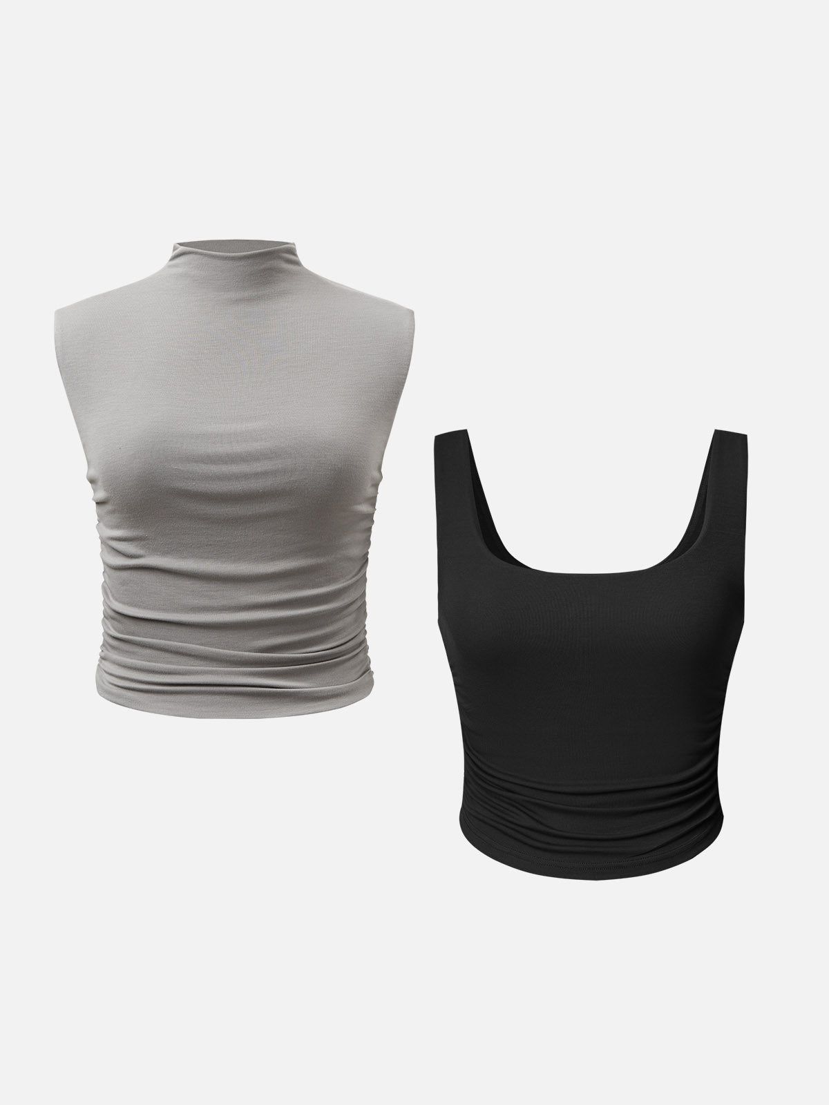 Eco-SkinKiss® Ruched Sides Tank Top & Mock Neck Top-2Pcs Set sold by ogl move product image thumbnail 3