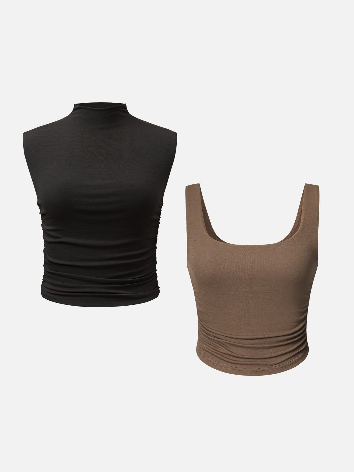 Eco-SkinKiss® Ruched Sides Tank Top & Mock Neck Top-2Pcs Set sold by ogl move product image thumbnail 2