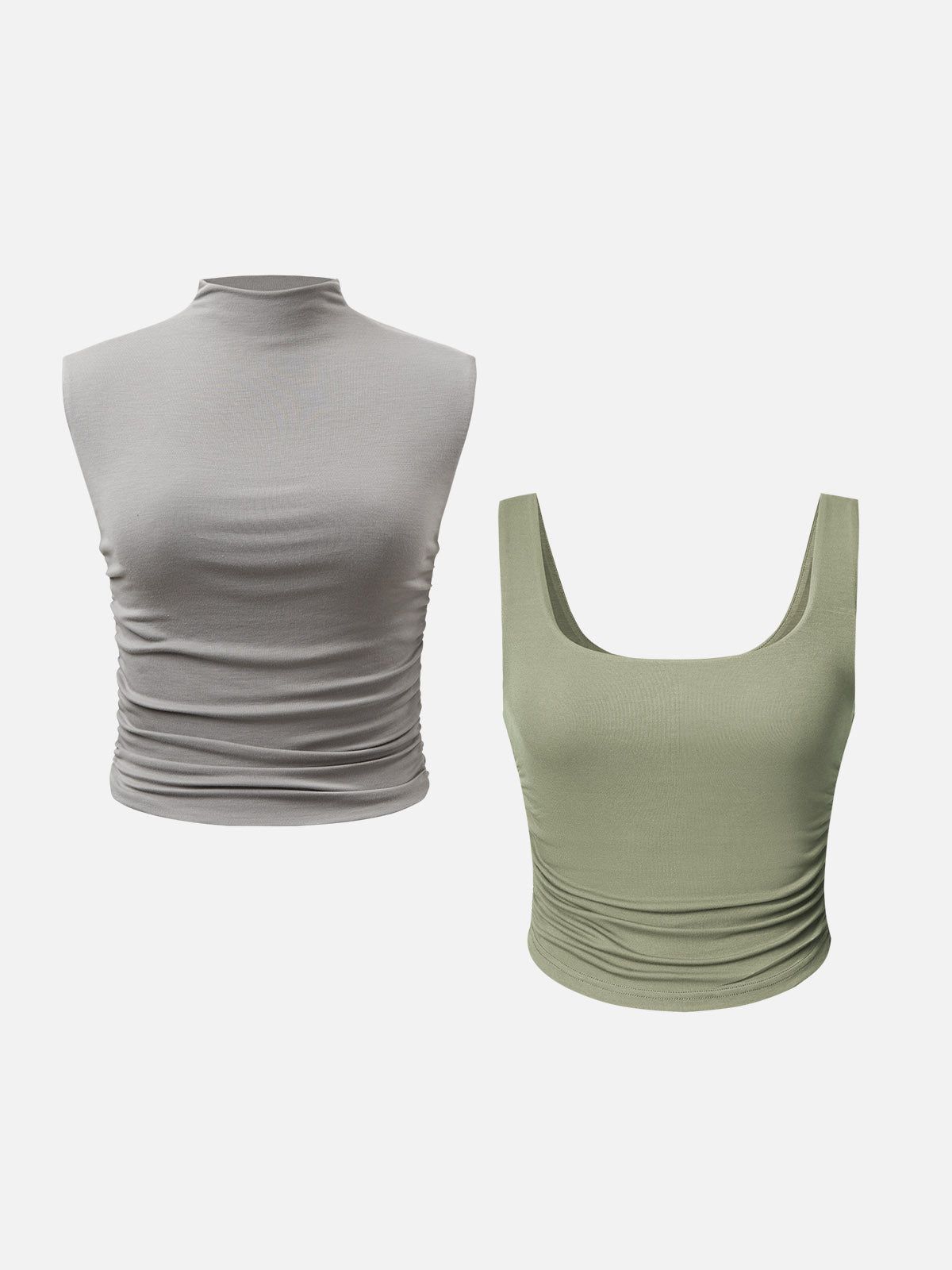 Eco-SkinKiss® Ruched Sides Tank Top & Mock Neck Top-2Pcs Set sold by ogl move