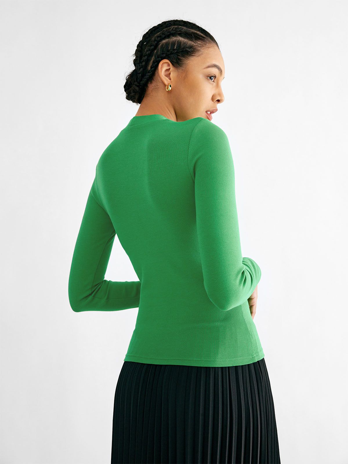 Plantive™ V-Neck Fitted Shirt with Built-In Bra sold by ogl move product image thumbnail 4