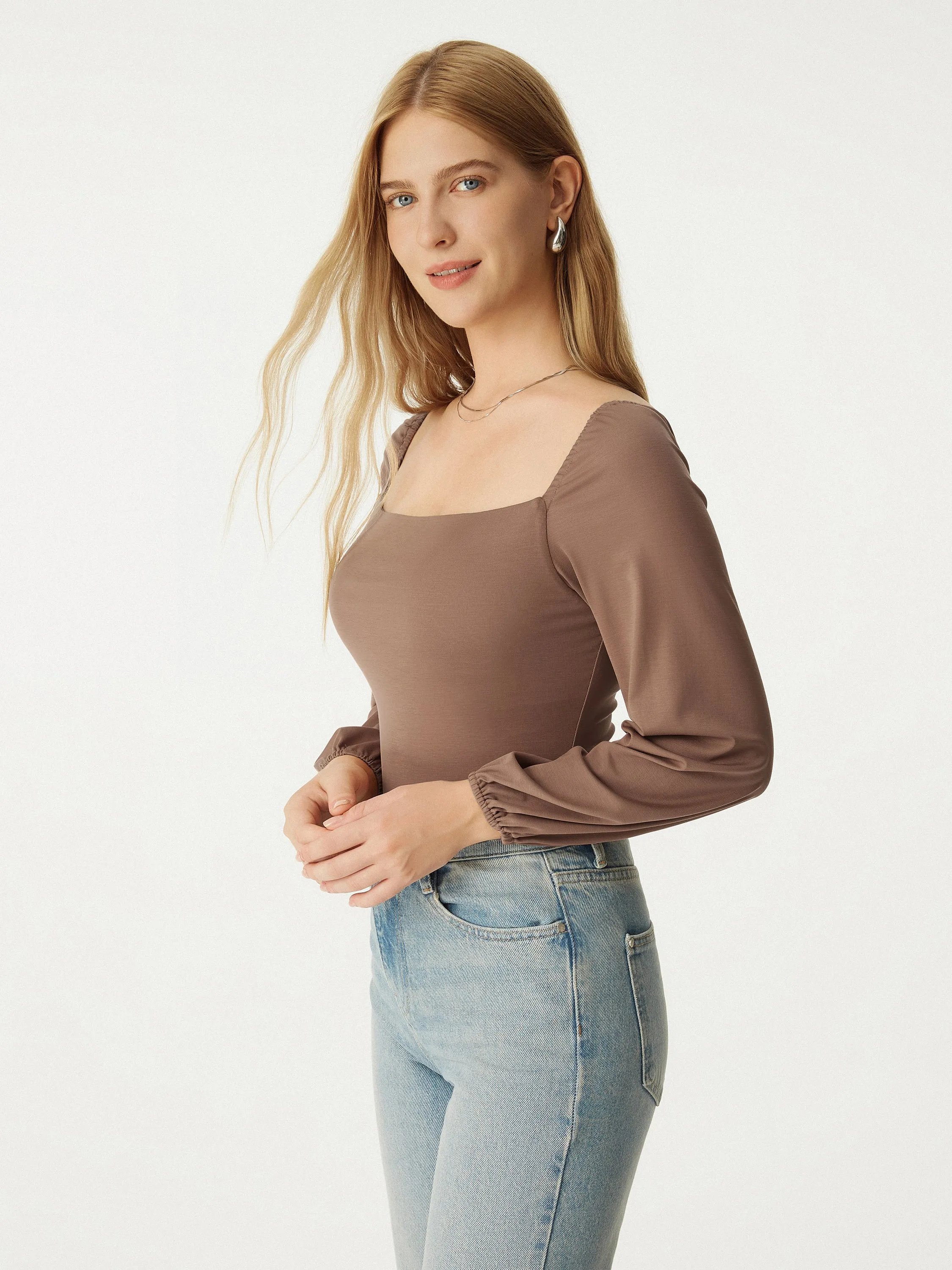 Tencel Square Puff Sleeves Brami Top sold by ogl move product image thumbnail 3